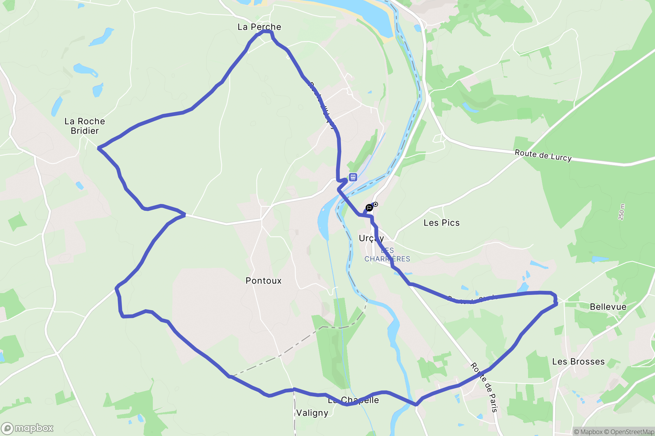 Urçay : carte du parcours de randonnée - France
