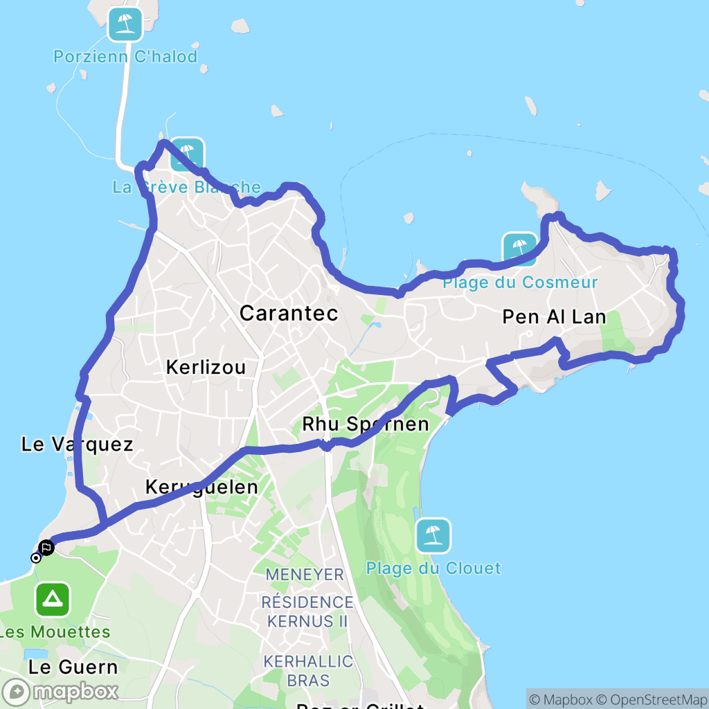 Carantec : carte du parcours de randonnée - France