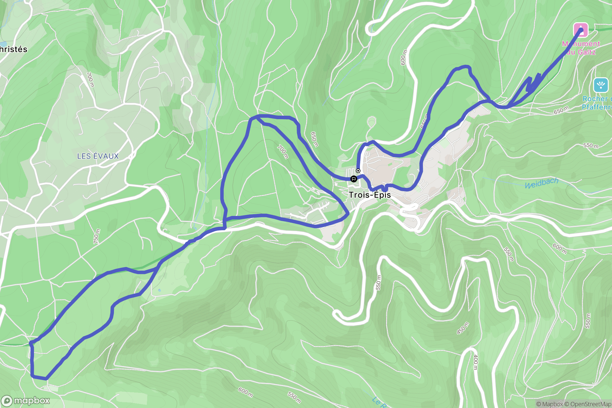 Ammerschwihr : carte du parcours de randonnée - France