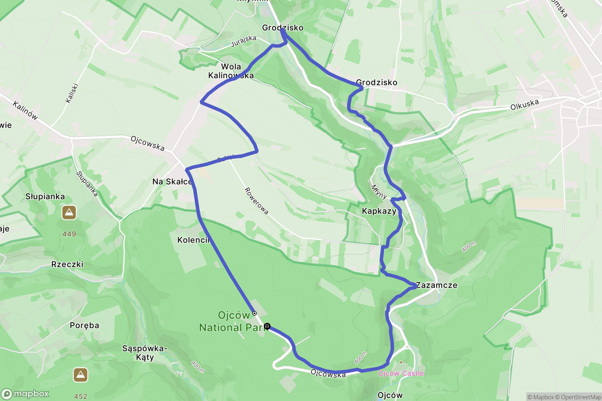 Ojców: mapa trasy - Poland