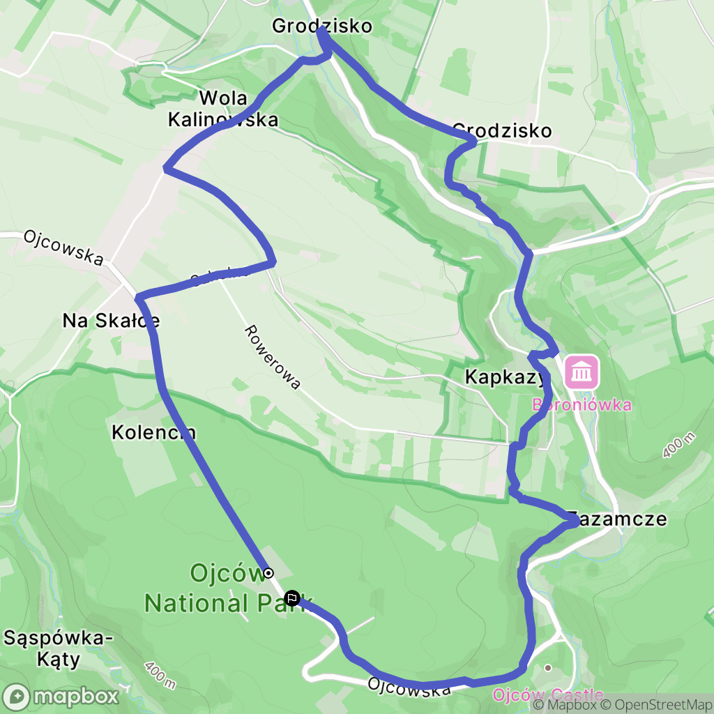 Ojców: mapa trasy - Poland