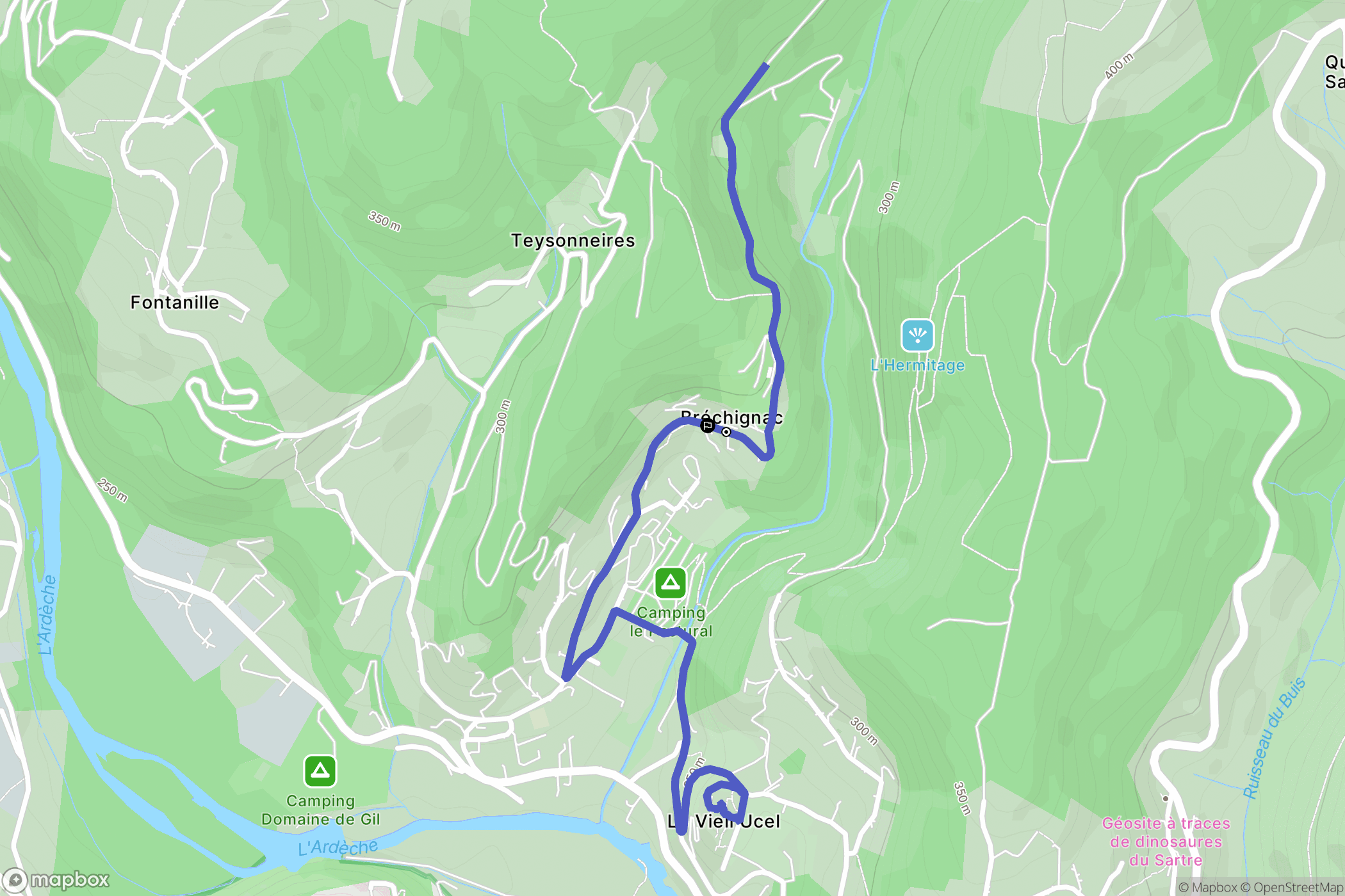 Ucel : carte du parcours de randonnée - France
