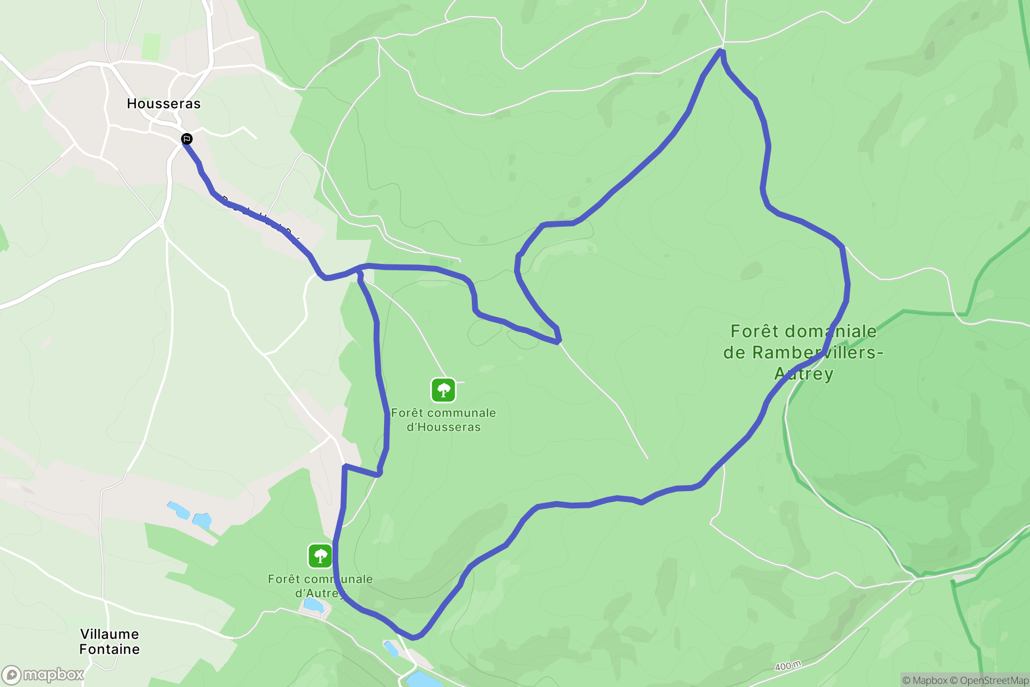 Housseras : carte du parcours de randonnée - France
