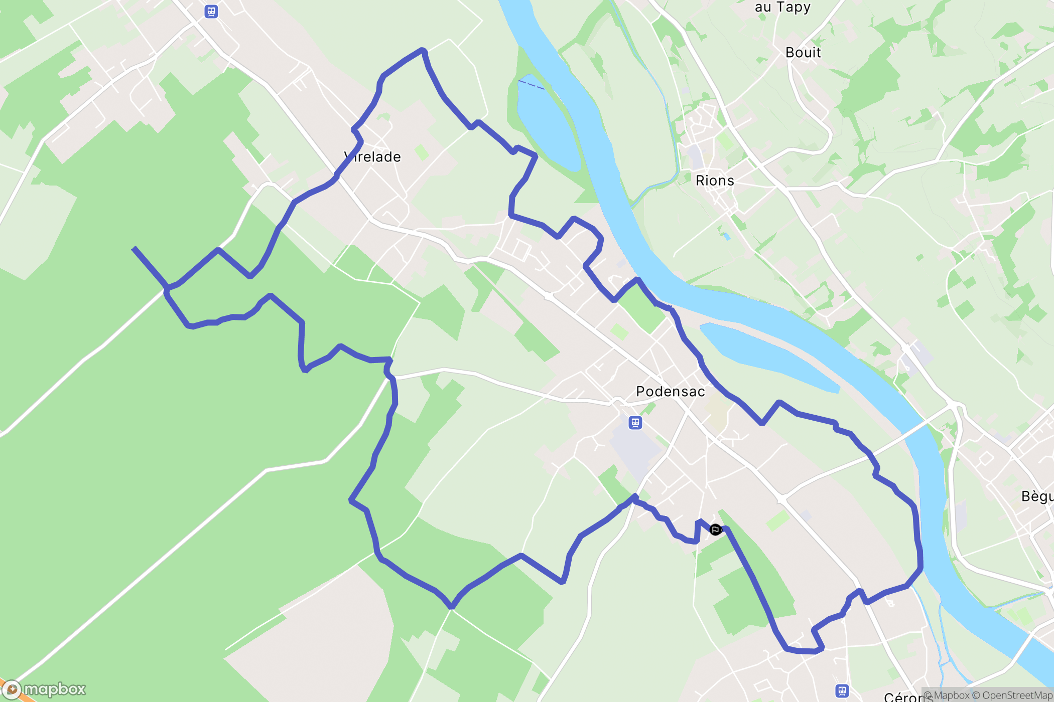 Podensac : carte du parcours de randonnée - France
