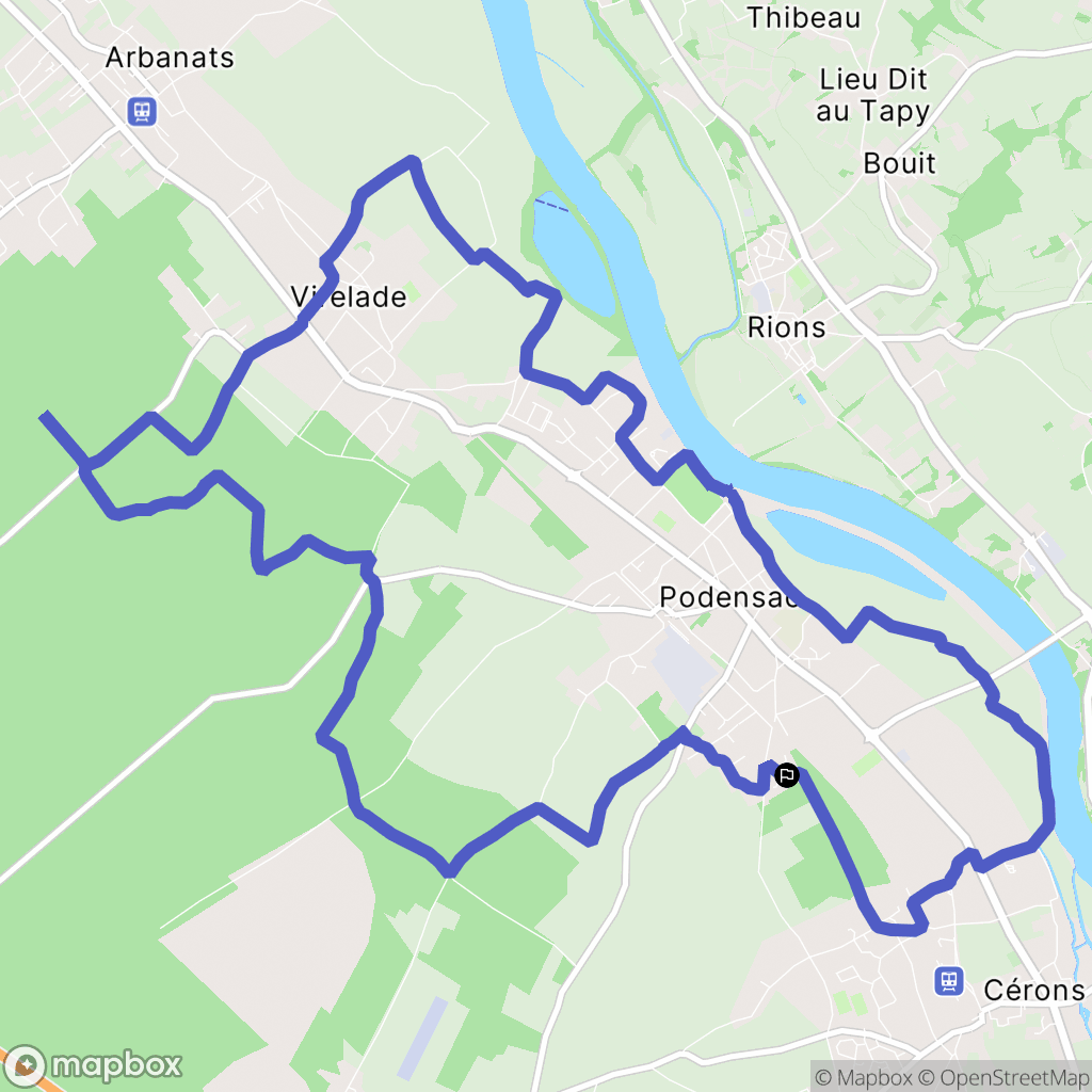Podensac : carte du parcours de randonnée - France