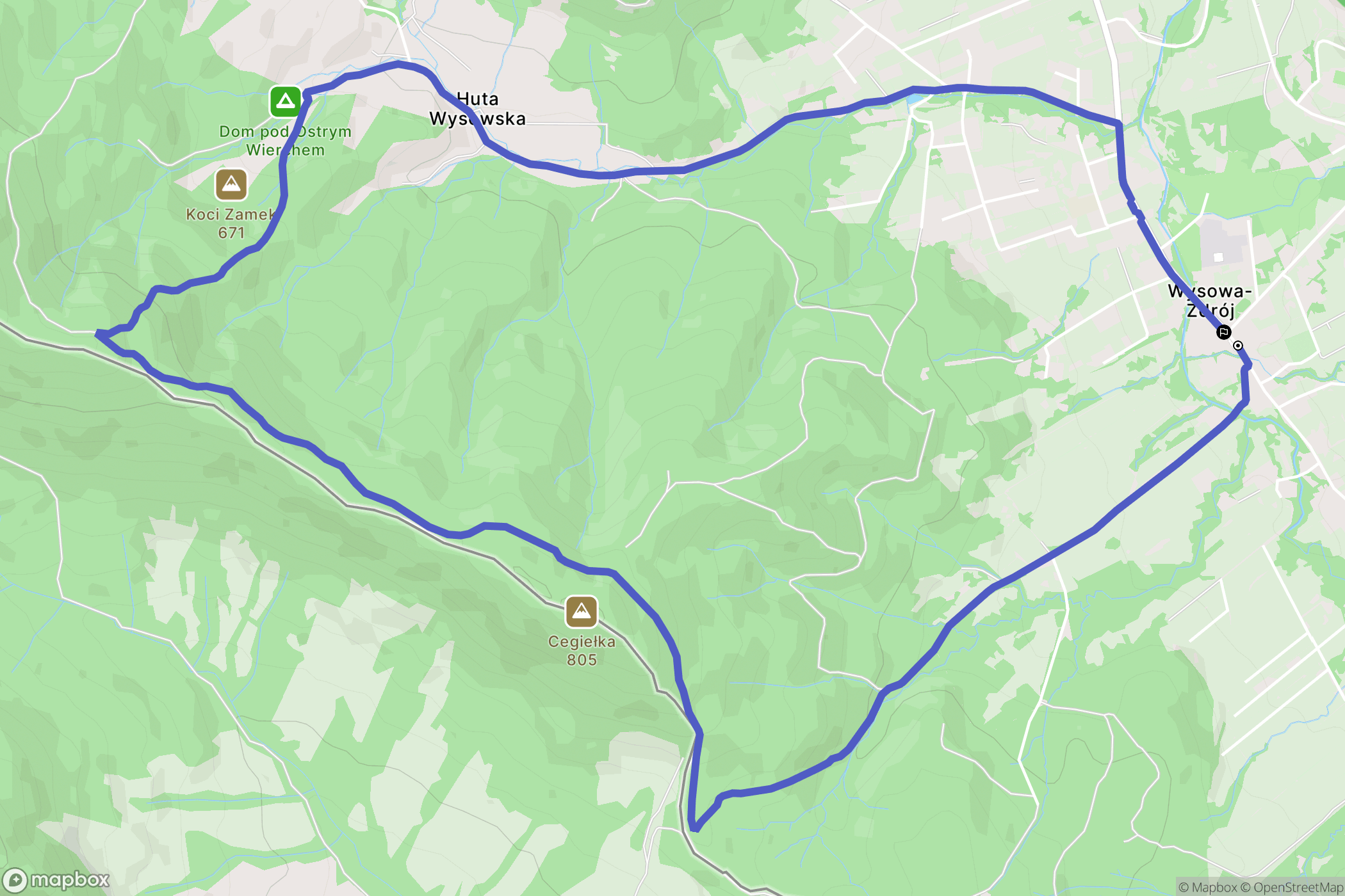 Wysowa-Zdrój: mapa trasy - Poland