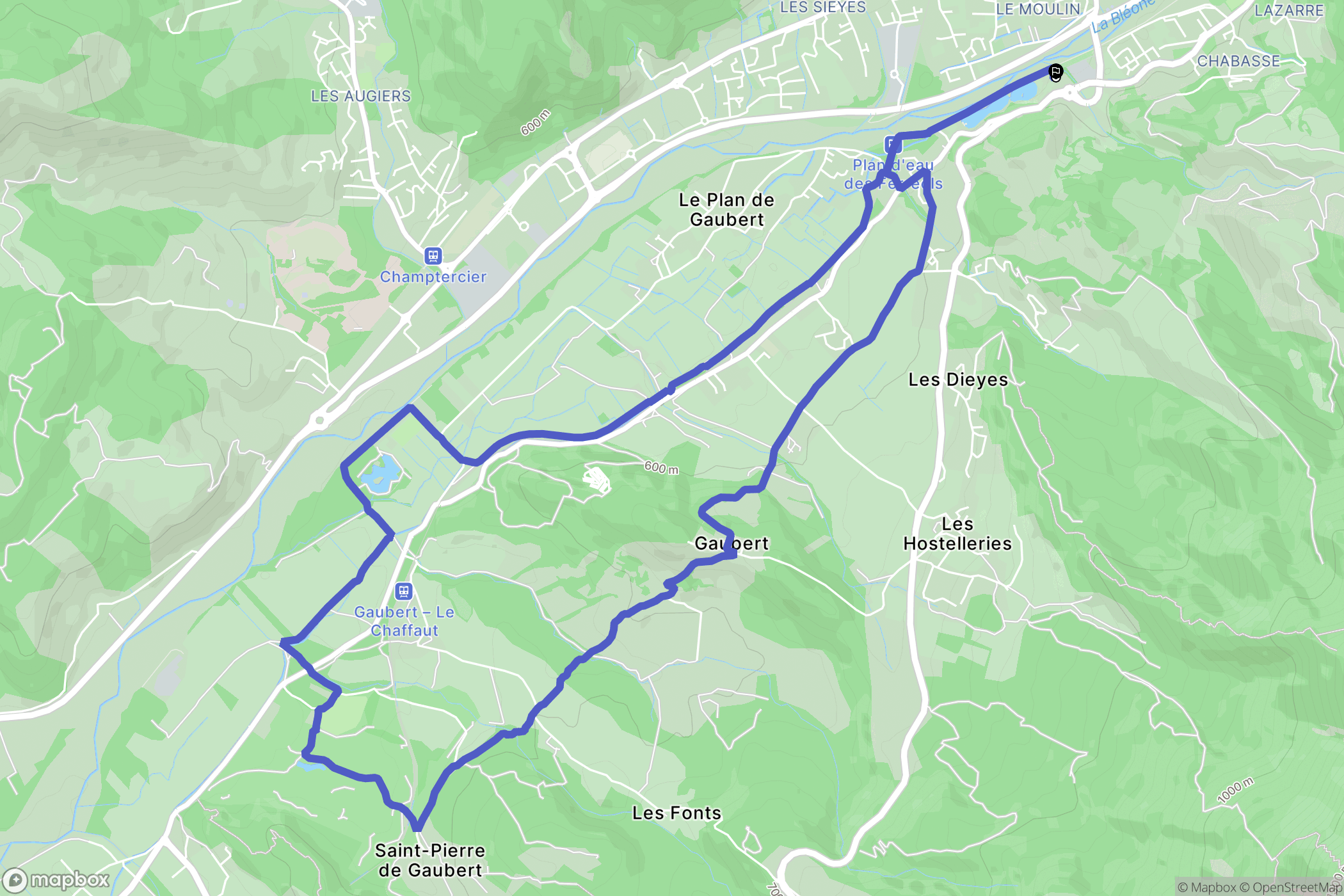 Digne-les-Bains : carte du parcours de randonnée - France