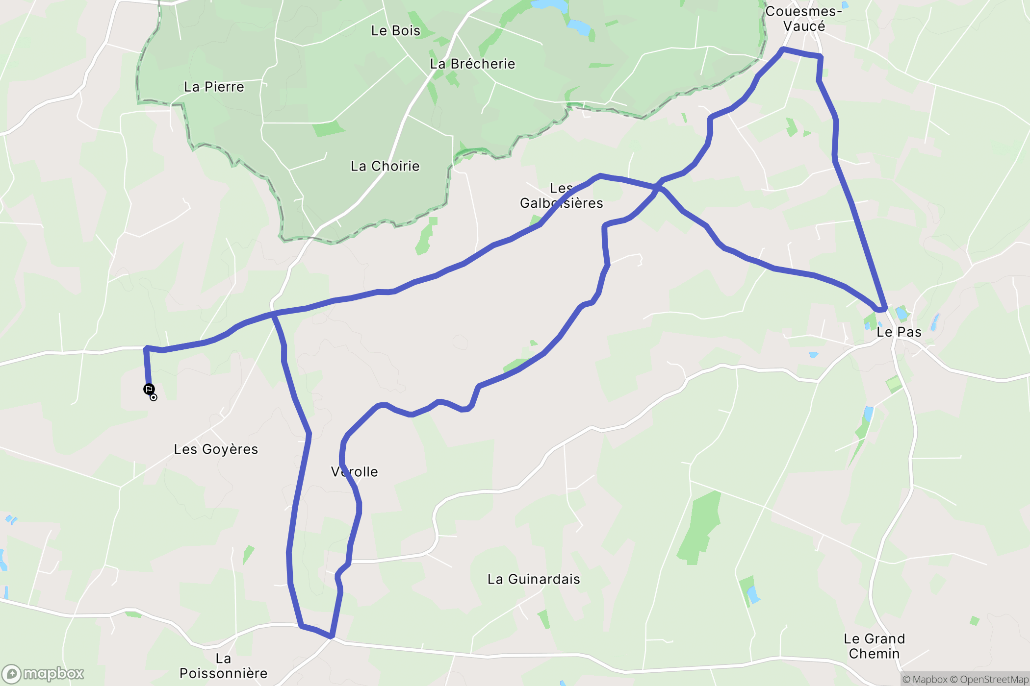 Brécé : carte du parcours de randonnée - France