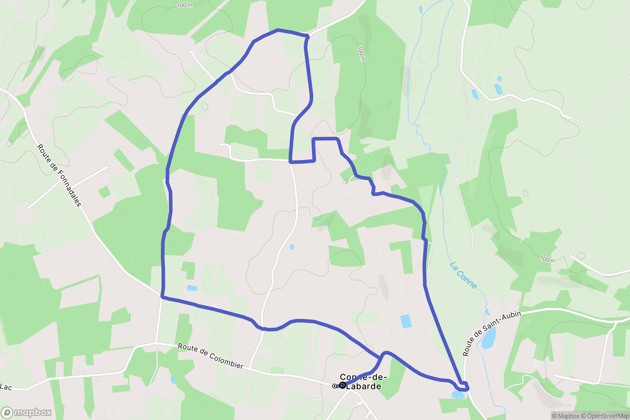 Conne-de-Labarde : carte du parcours de randonnée - France