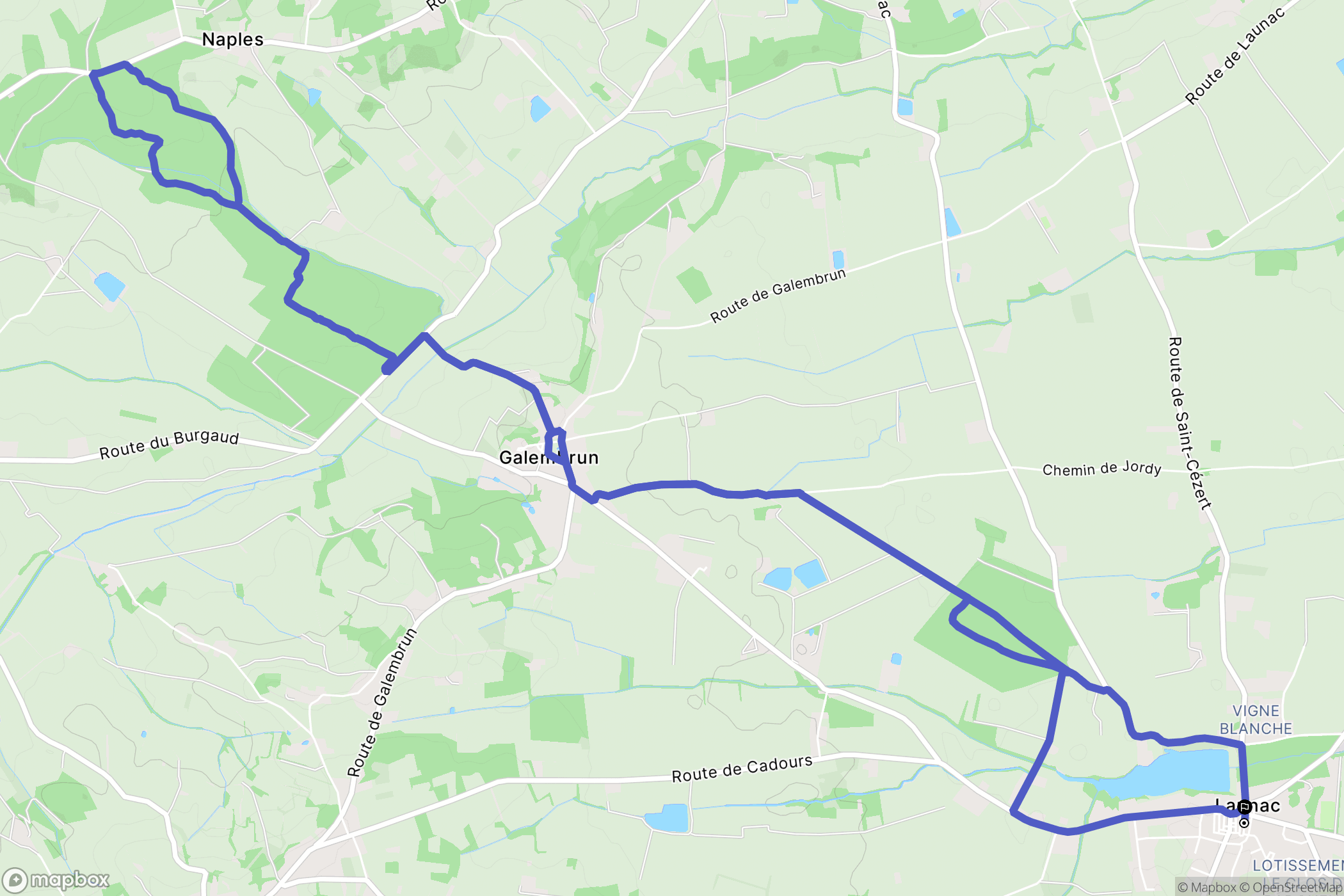 Launac : carte du parcours de randonnée - France