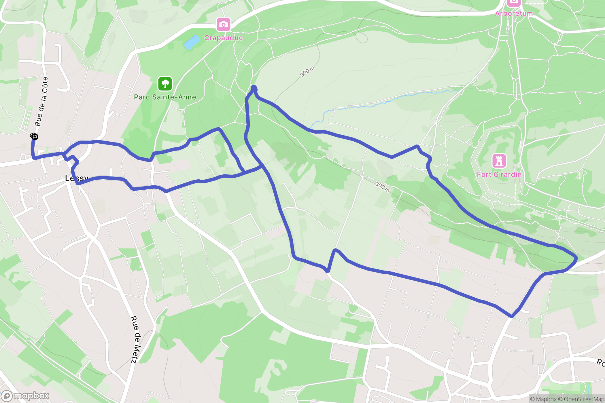 Lessy : carte du parcours de randonnée - France