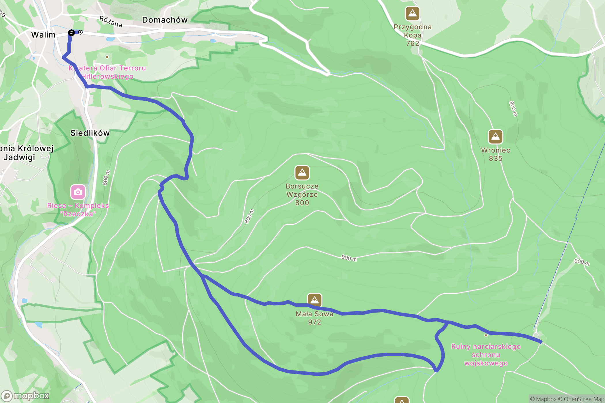 Walim: mapa trasy - Poland