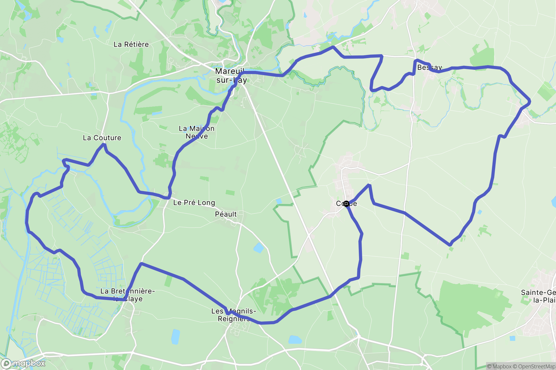 Corpe : carte du parcours de randonnée - France