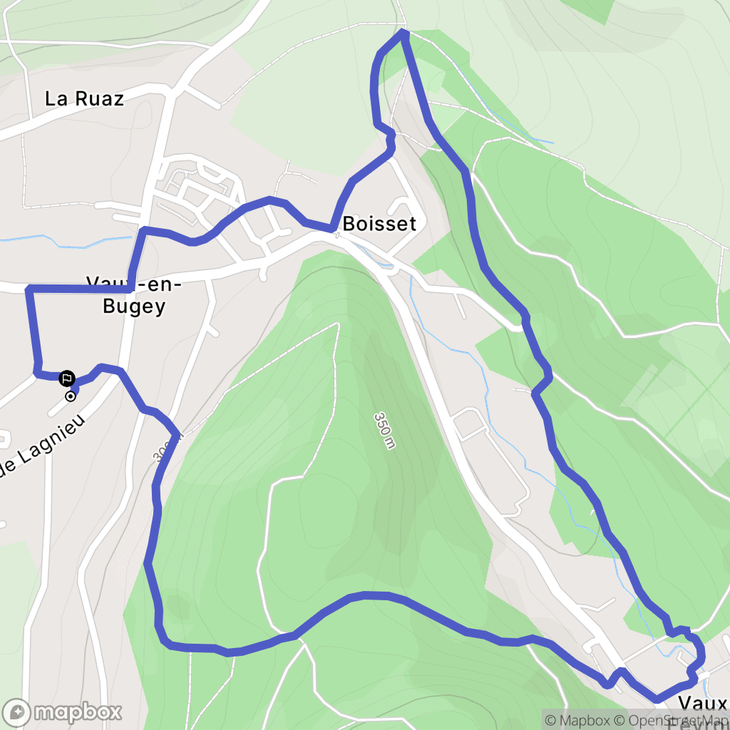 Vaux-en-Bugey : carte du parcours de randonnée - France