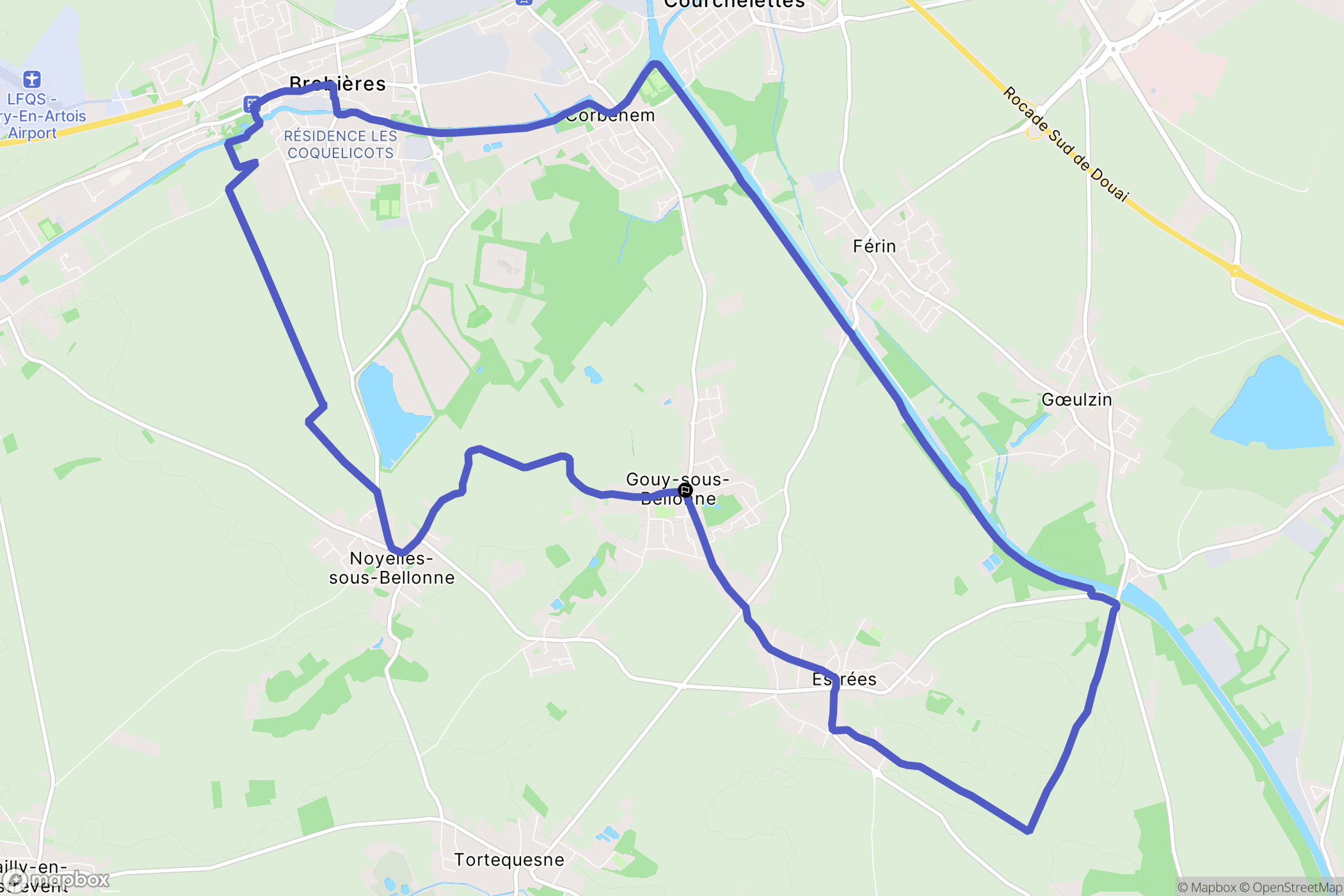 Gouy-Sous-Bellonne : carte du parcours de randonnée - France