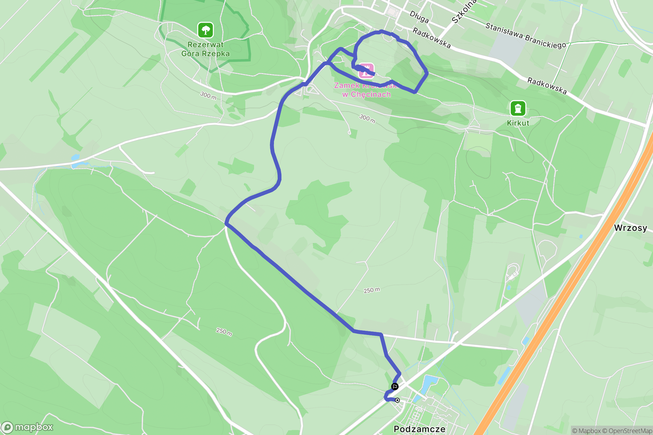 Podzamcze: mapa trasy - Poland