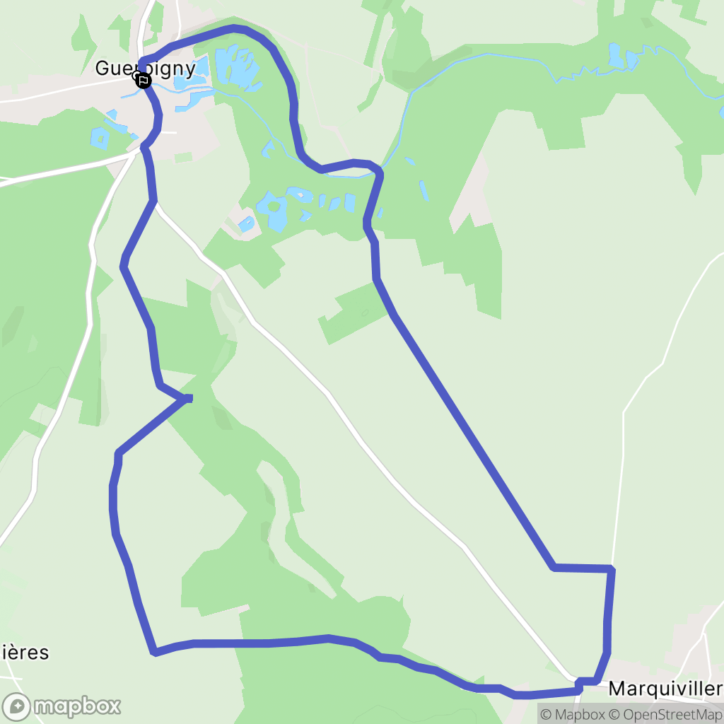 Guerbigny : carte du parcours de randonnée - France