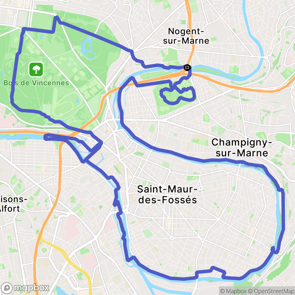 Nogent-sur-Marne : carte du parcours de randonnée - France