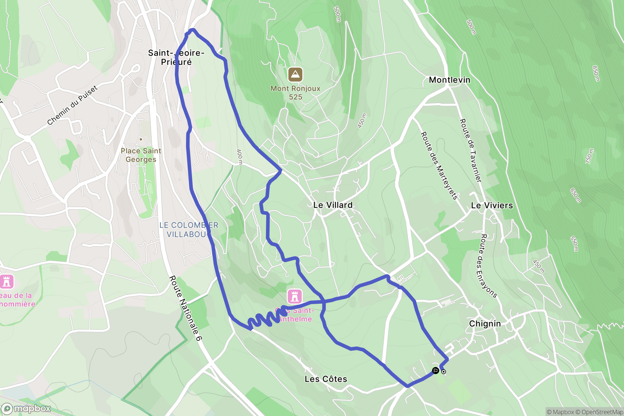 Chignin : carte du parcours de randonnée - France