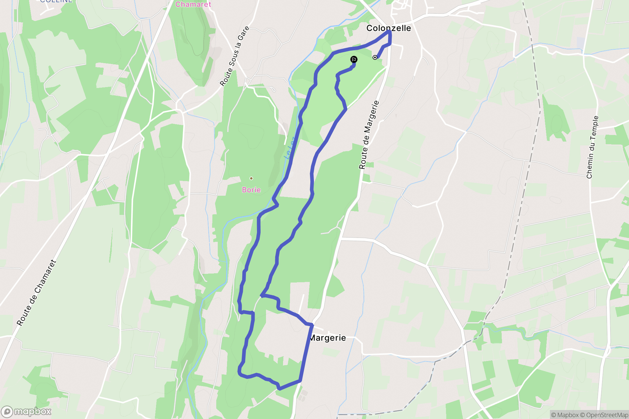 Colonzelle : carte du parcours de randonnée - France