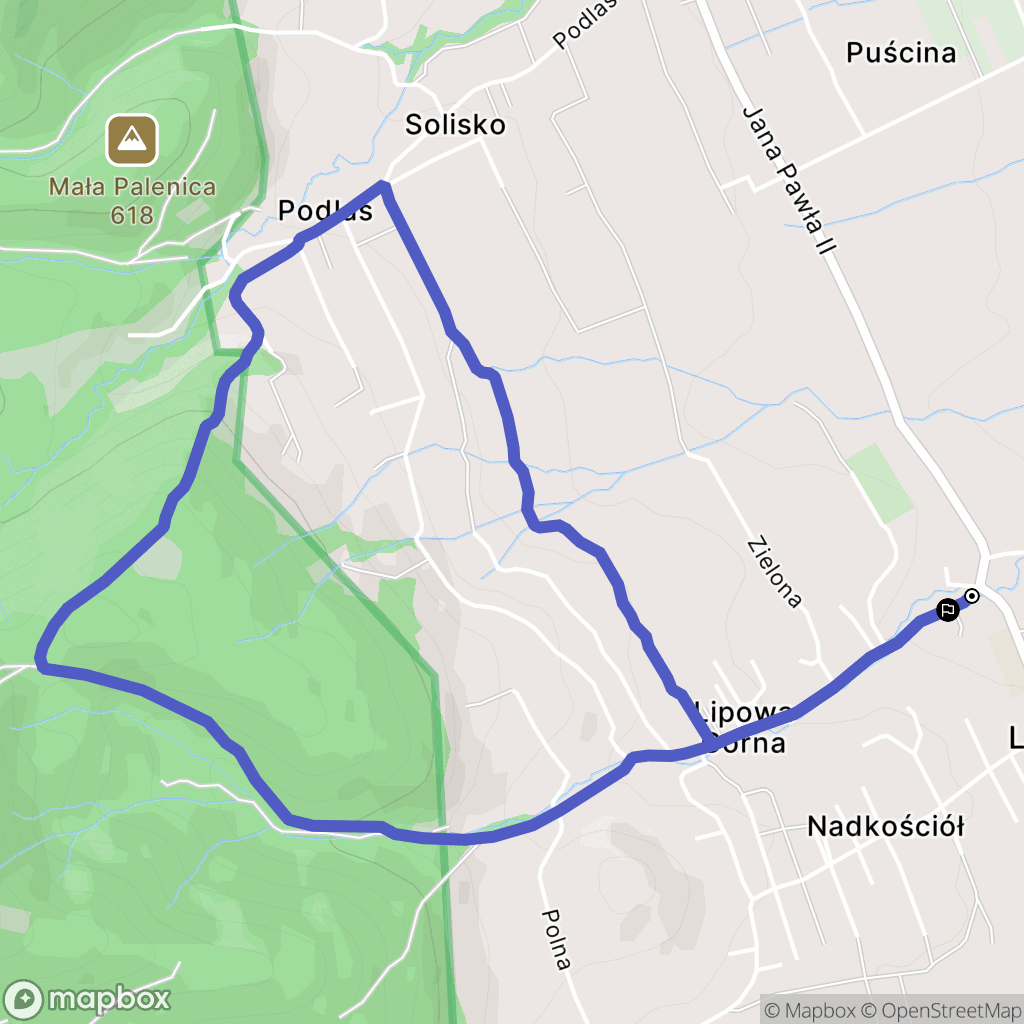 Lipowa: mapa trasy - Poland