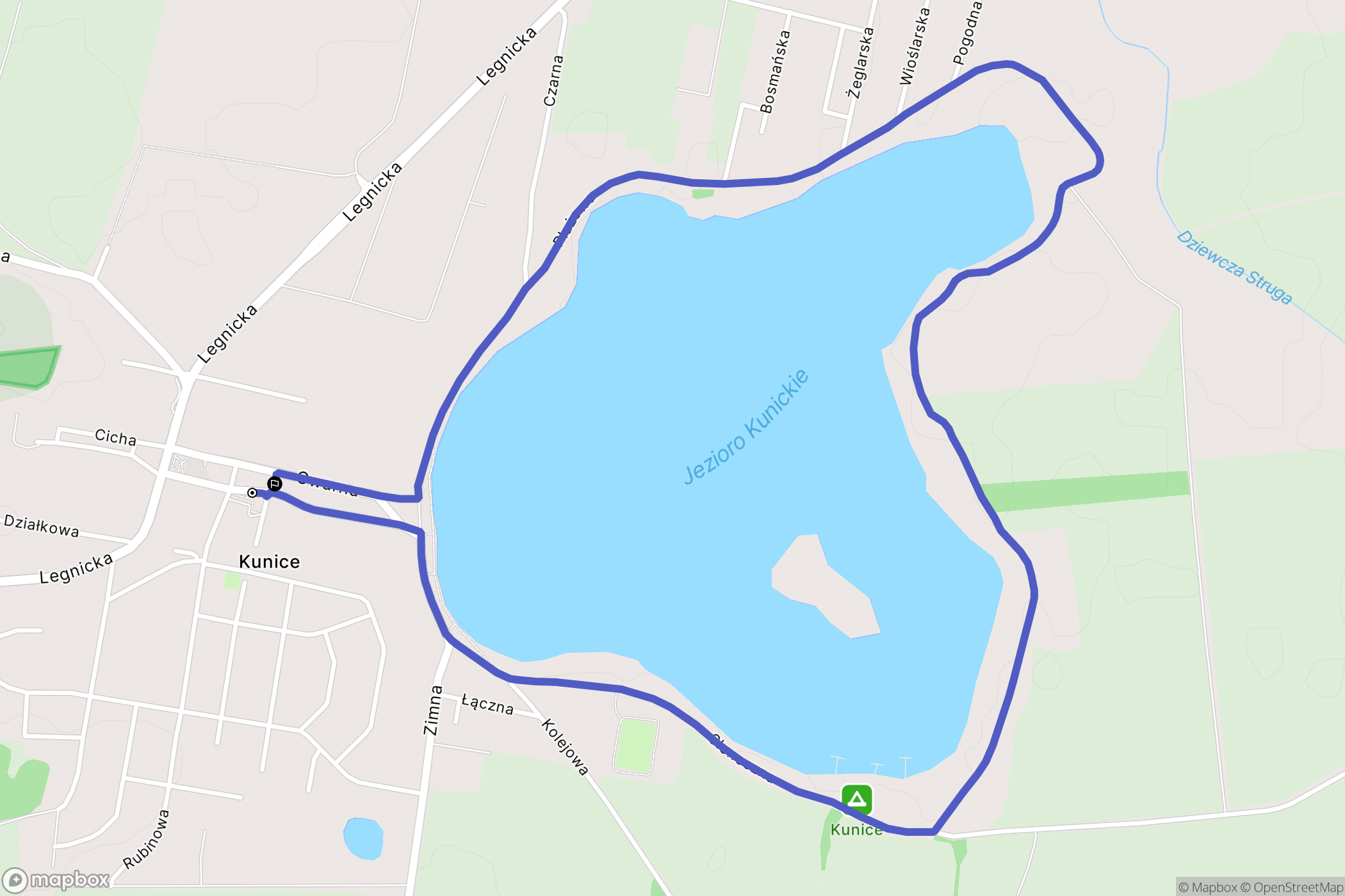 Kunice: mapa trasy - Poland
