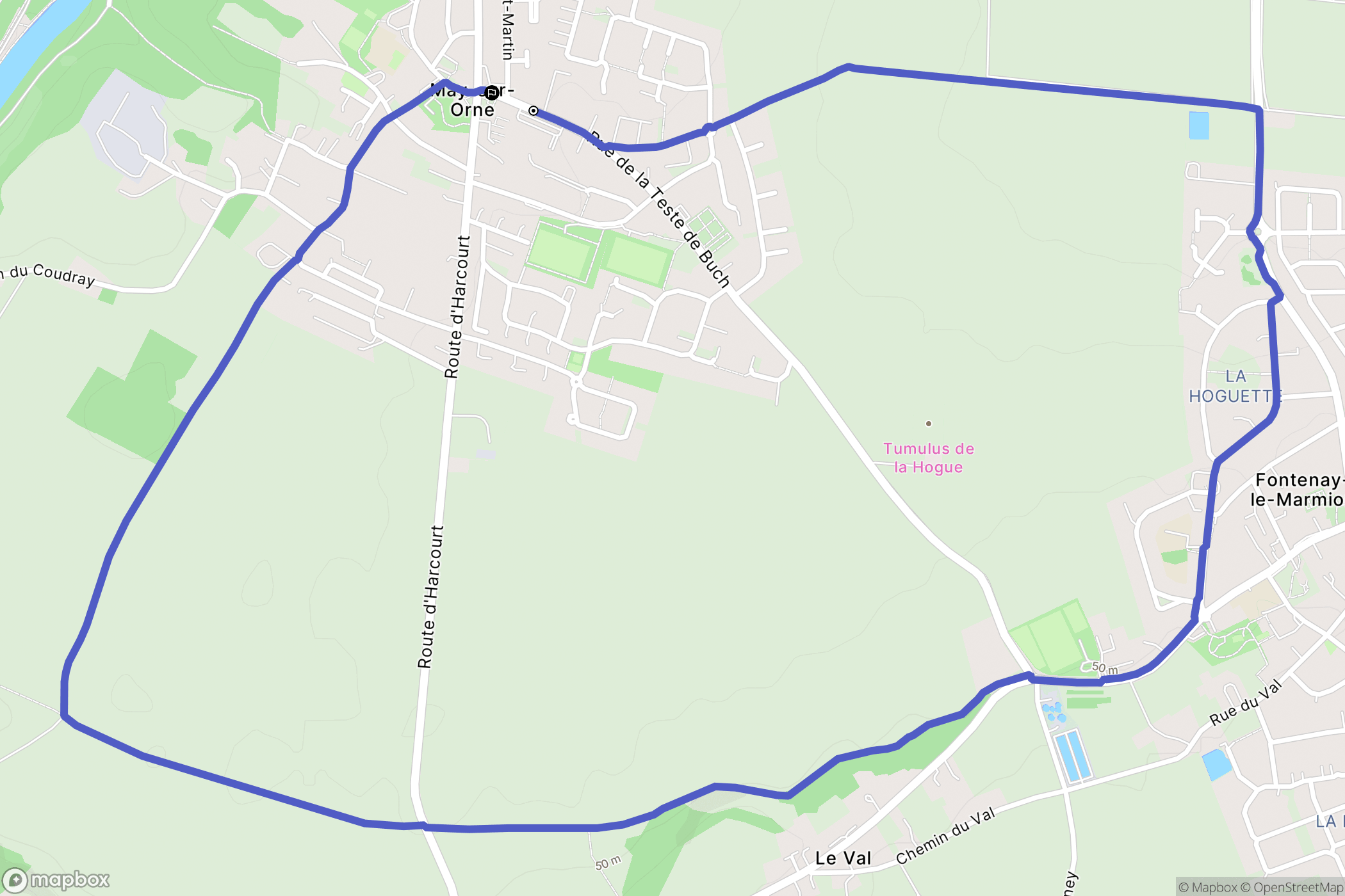 May-sur-Orne : carte du parcours de randonnée - France