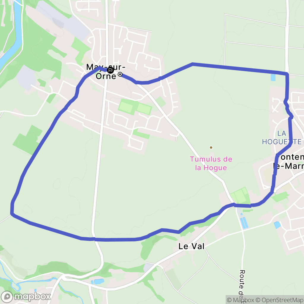 May-sur-Orne : carte du parcours de randonnée - France