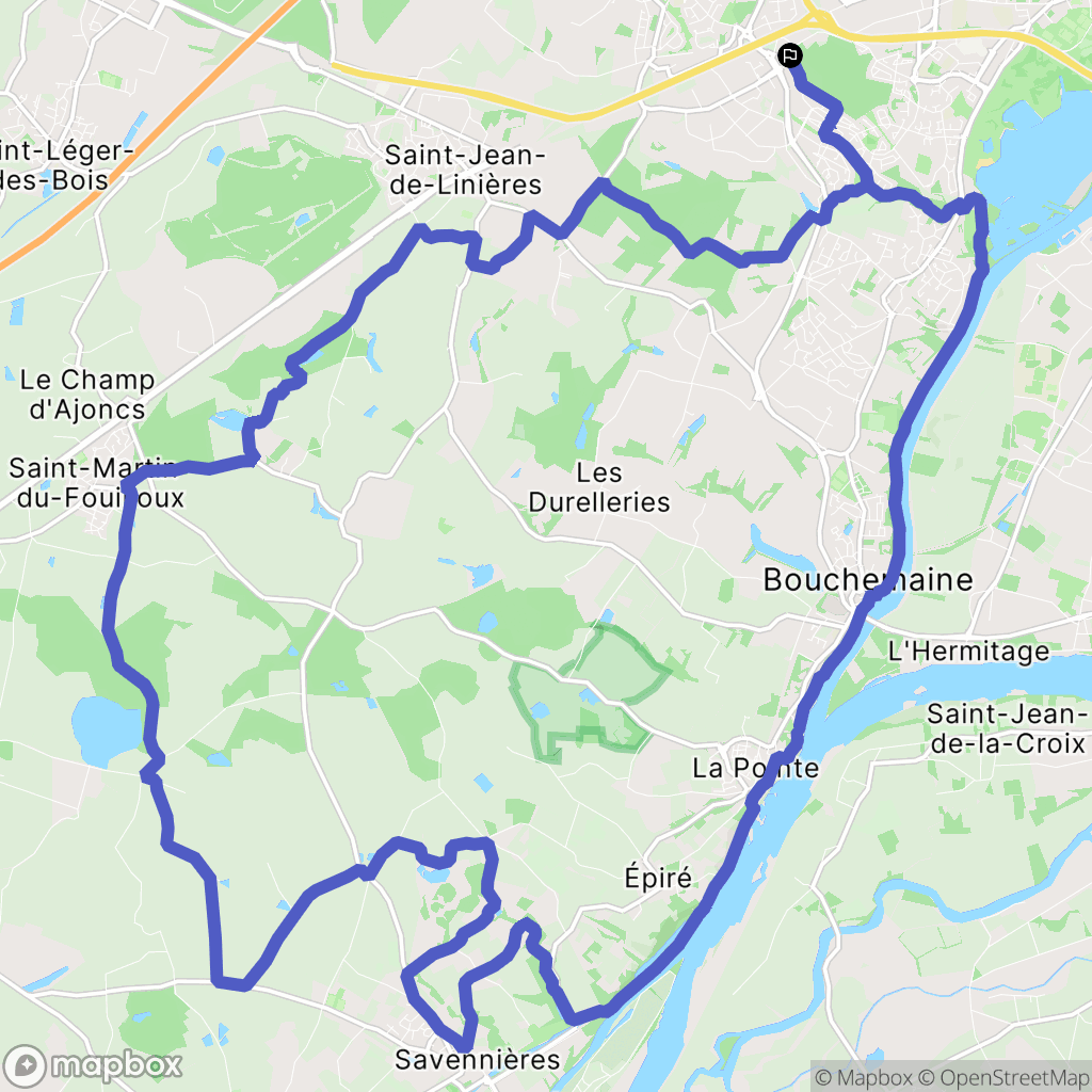 Beaucouzé : carte du parcours de randonnée - France