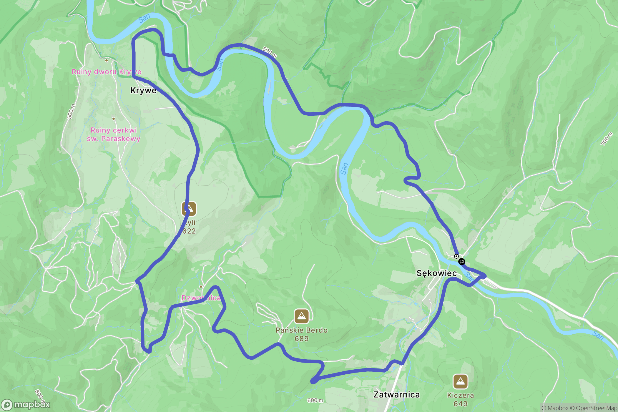 Zatwarnica: mapa trasy - Poland