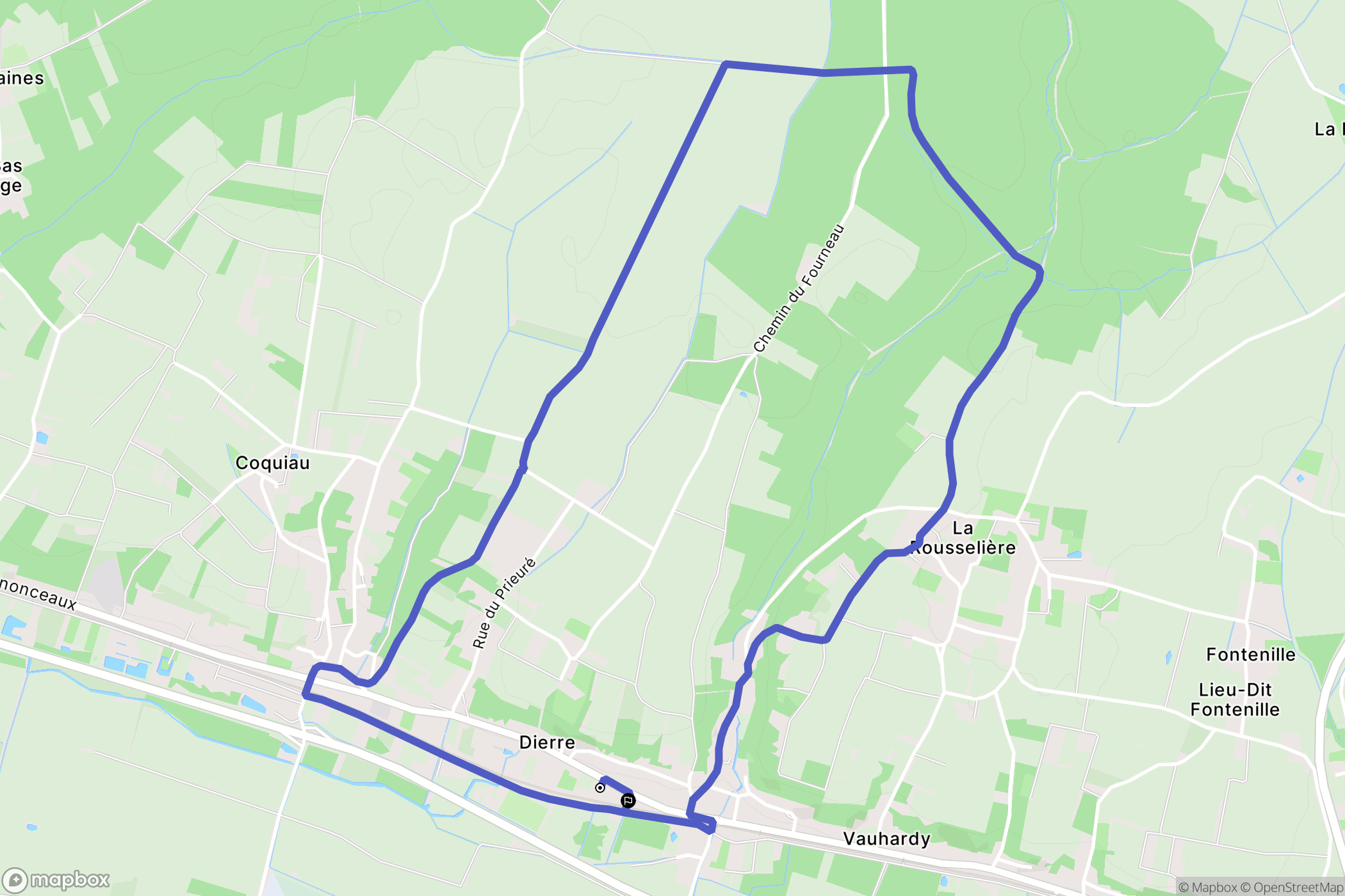 Dierre : carte du parcours de randonnée - France