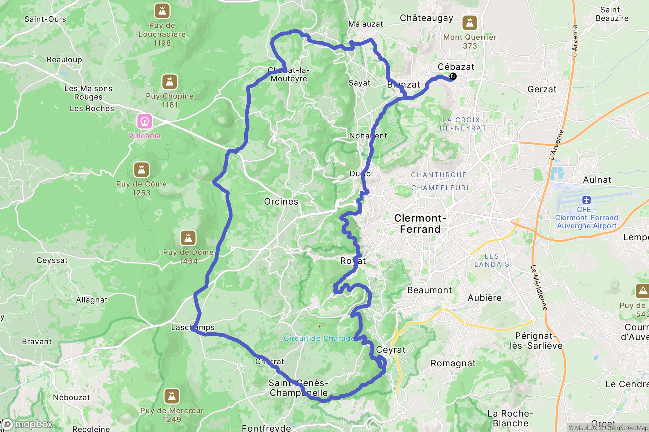 Cébazat : carte du parcours de randonnée - France