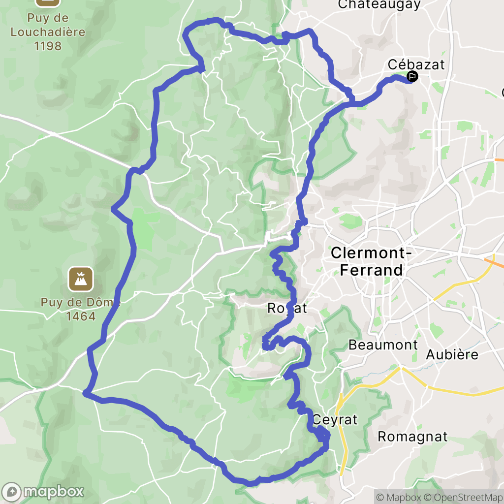 Cébazat : carte du parcours de randonnée - France