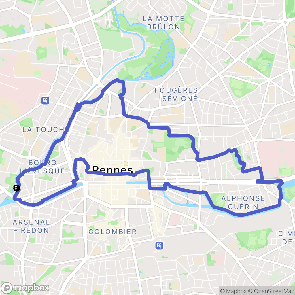 Rennes : carte du parcours de randonnée - France