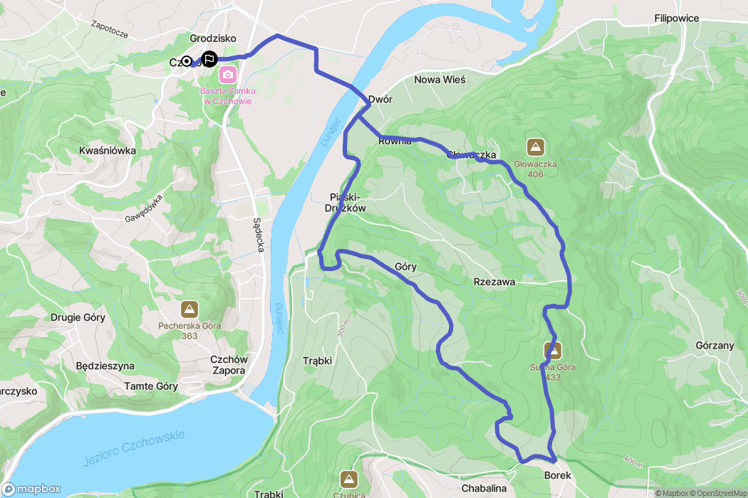 Czchów: mapa trasy - Poland