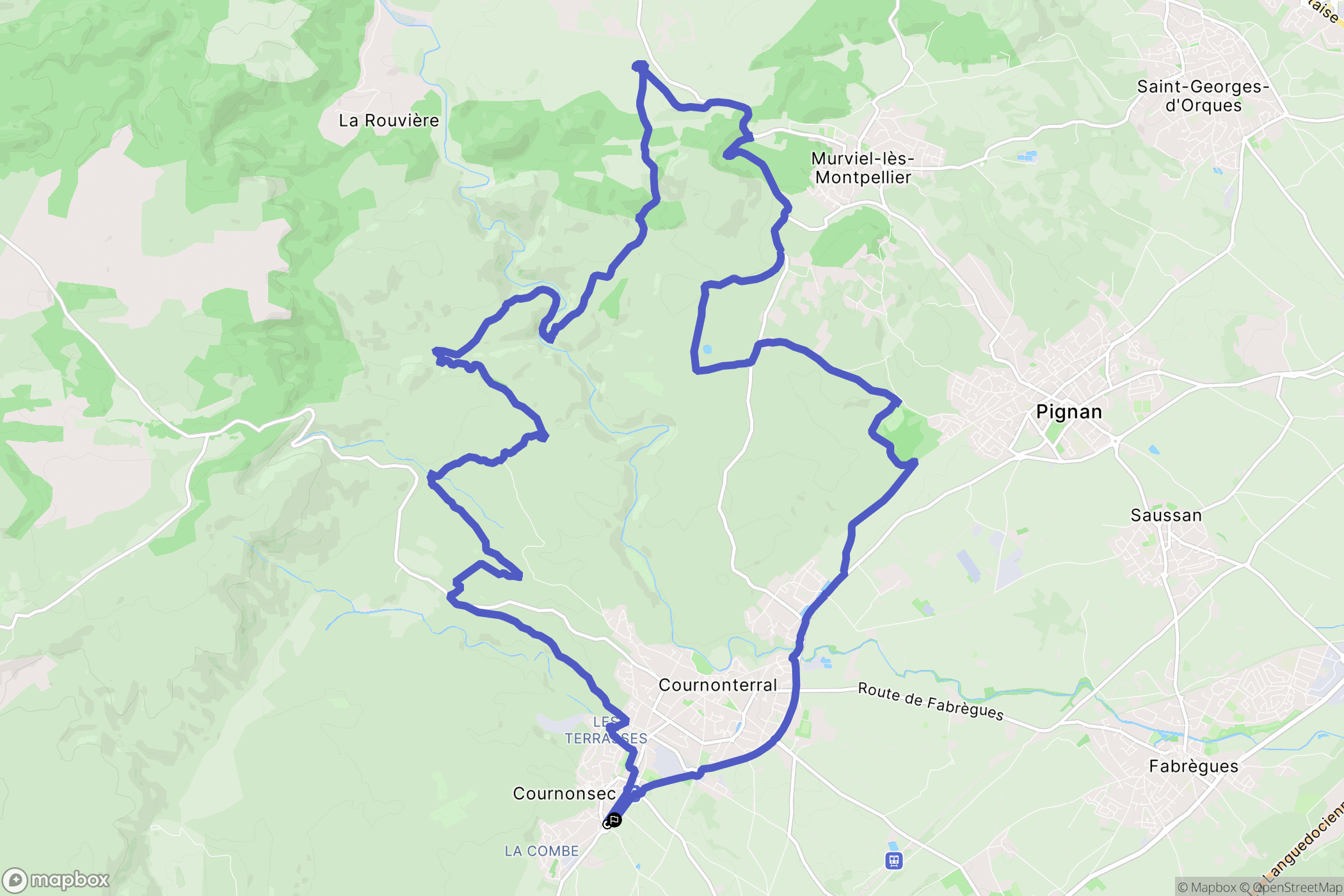 Cournonsec : carte du parcours de randonnée - France
