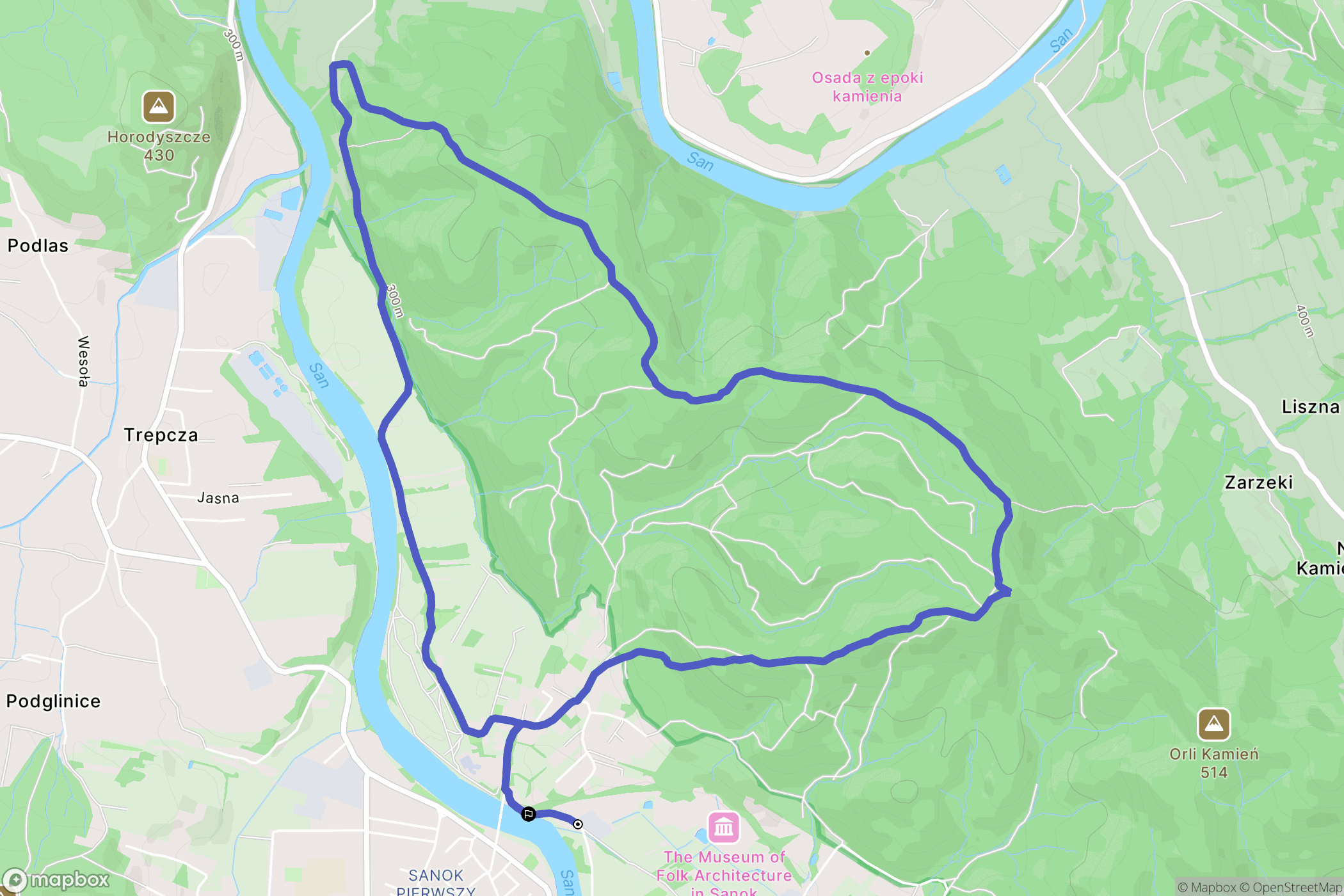 Sanok: mapa trasy - Poland