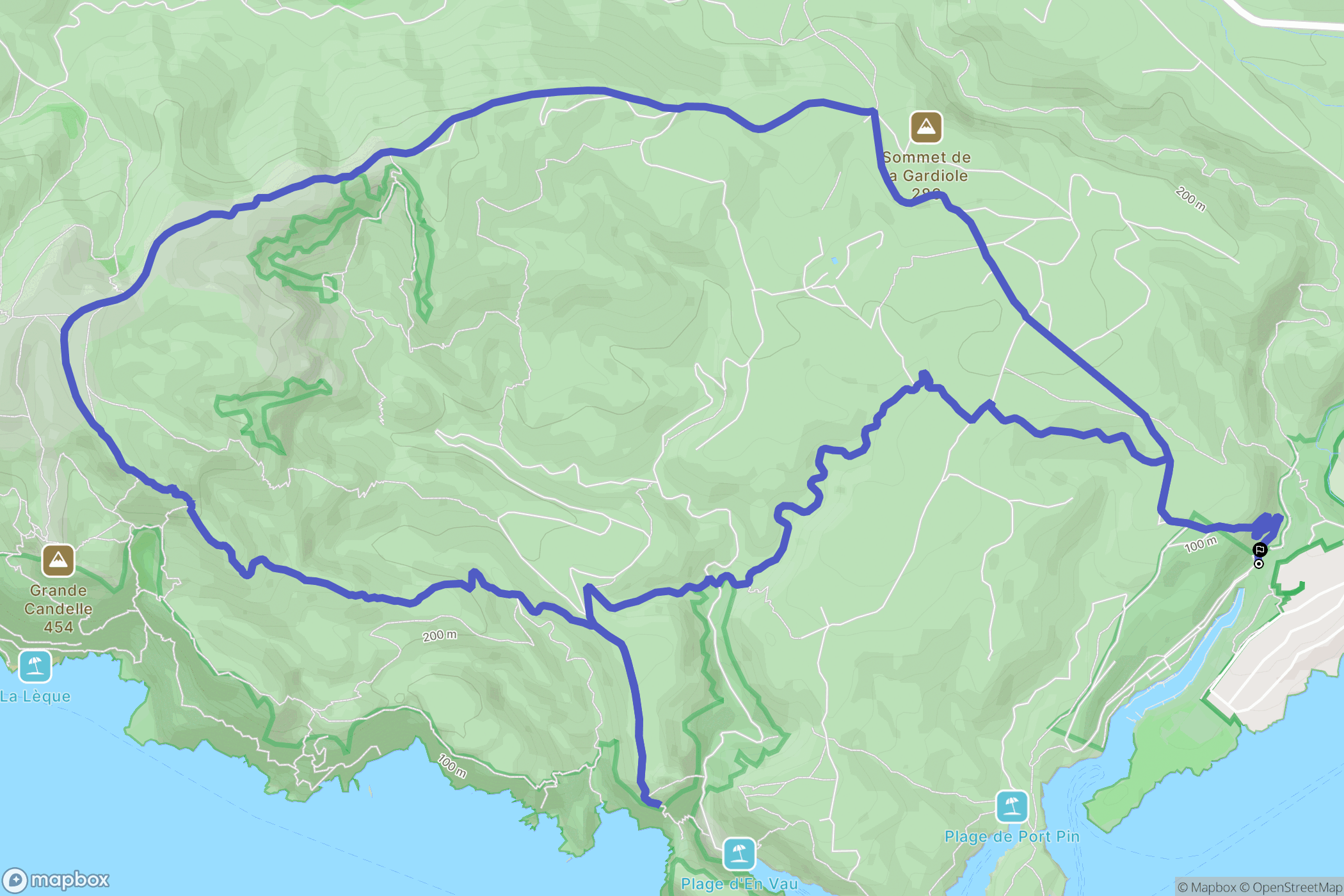 Cassis : carte du parcours de randonnée - France