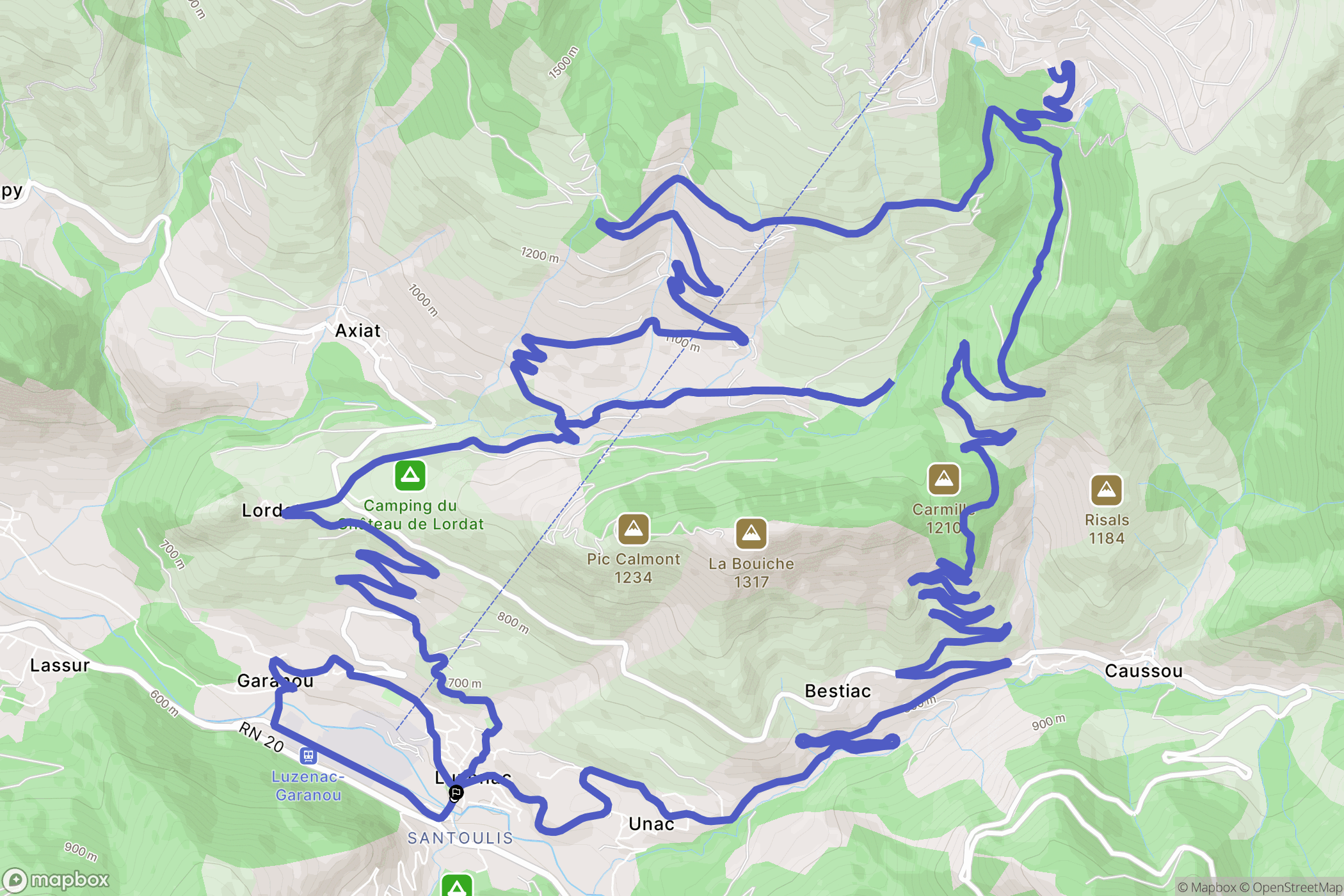 Luzenac : carte du parcours de randonnée - France