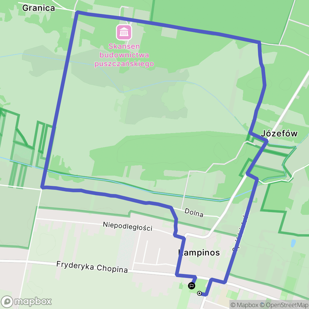 Kampinos: mapa trasy - Poland
