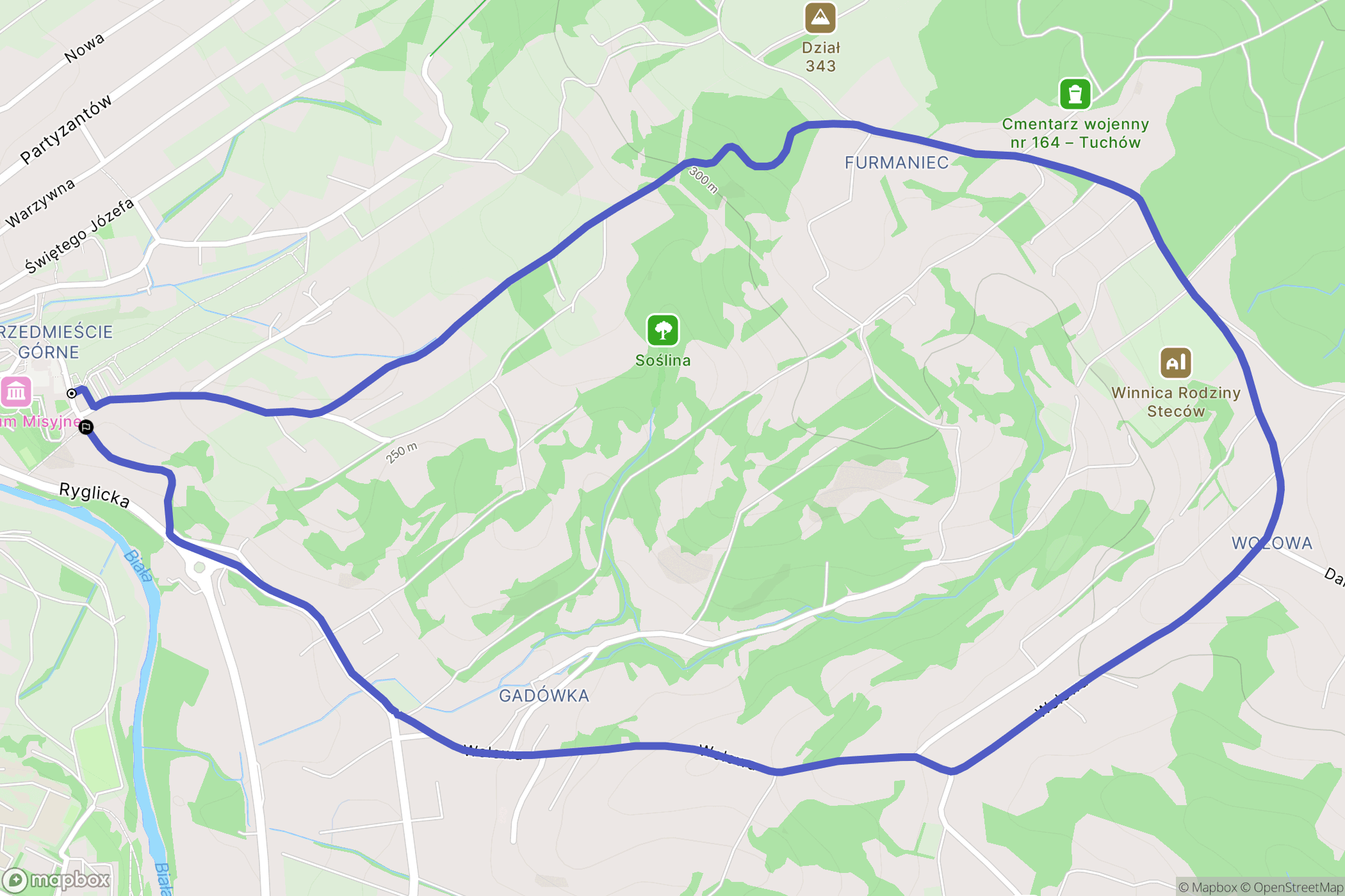 Tuchów: mapa trasy - Poland