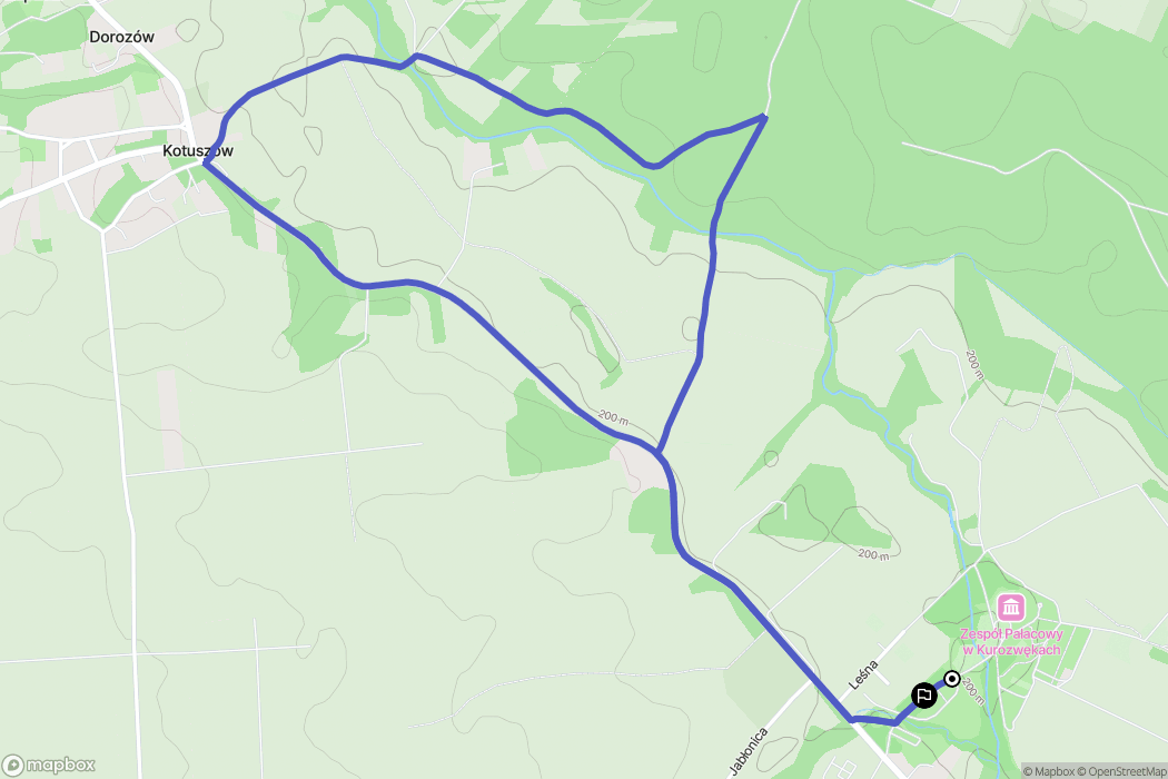 Kurozwęki: mapa trasy - Poland
