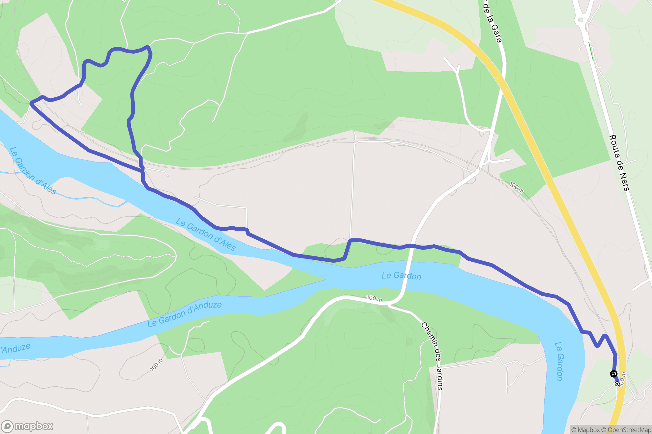Ners : carte du parcours de randonnée - France