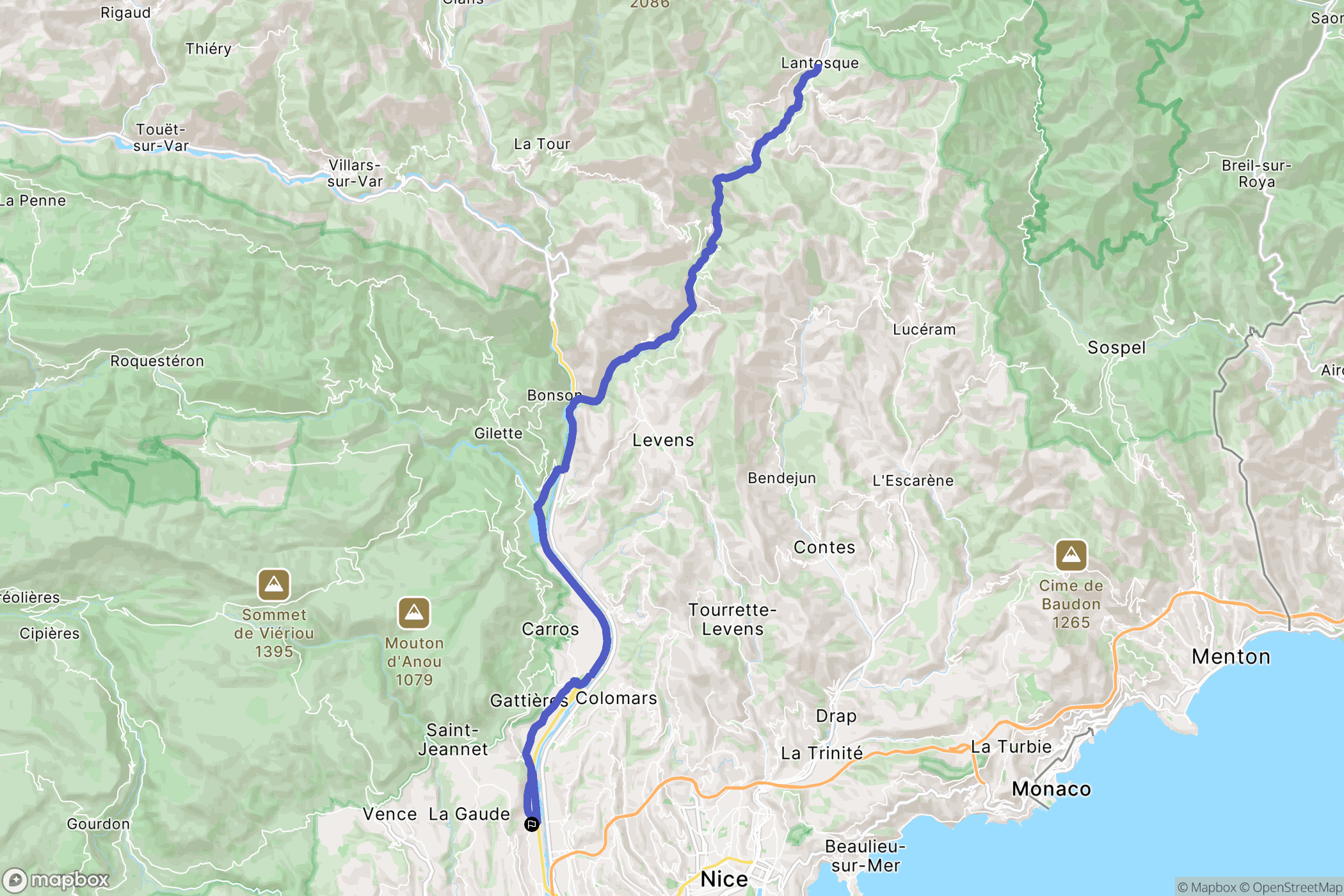 La Gaude : carte du parcours de randonnée - France