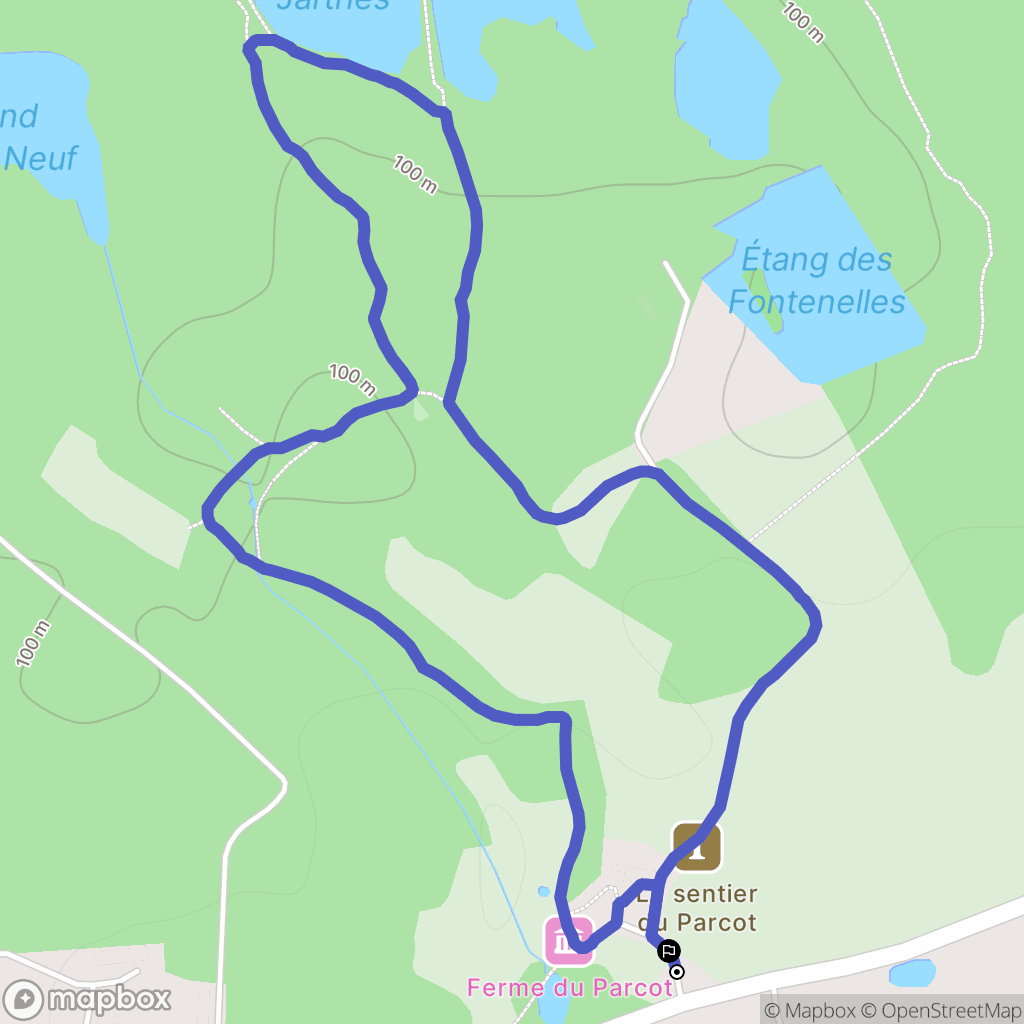 Échourgnac : carte du parcours de randonnée - France
