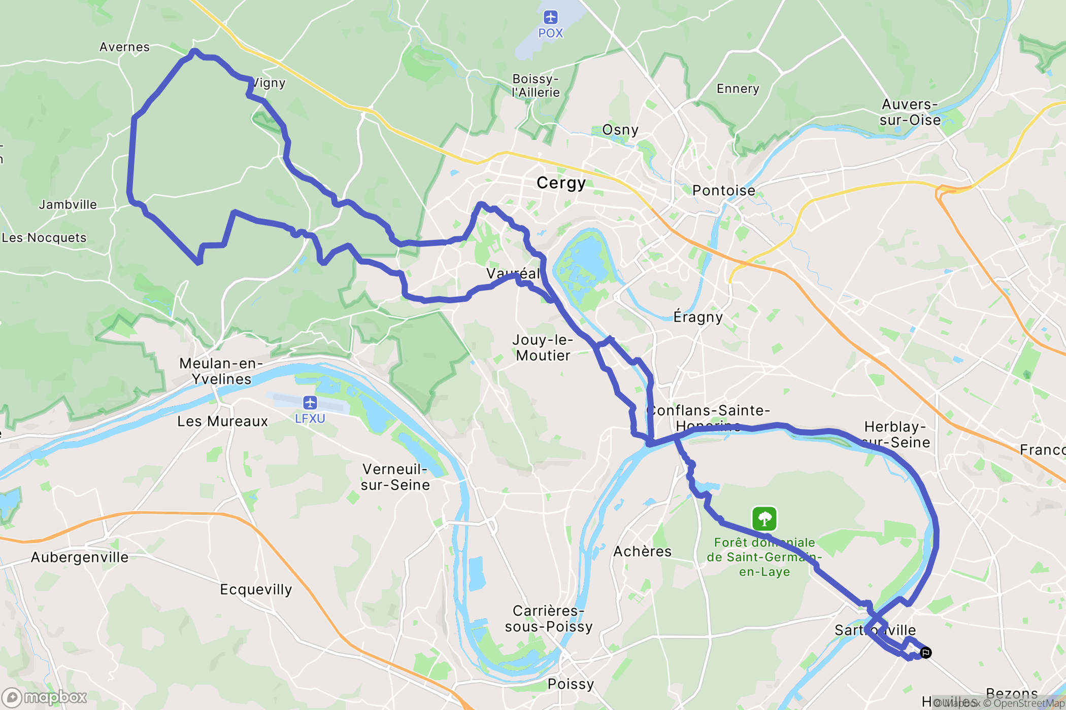 Sartrouville : carte du parcours de randonnée - France