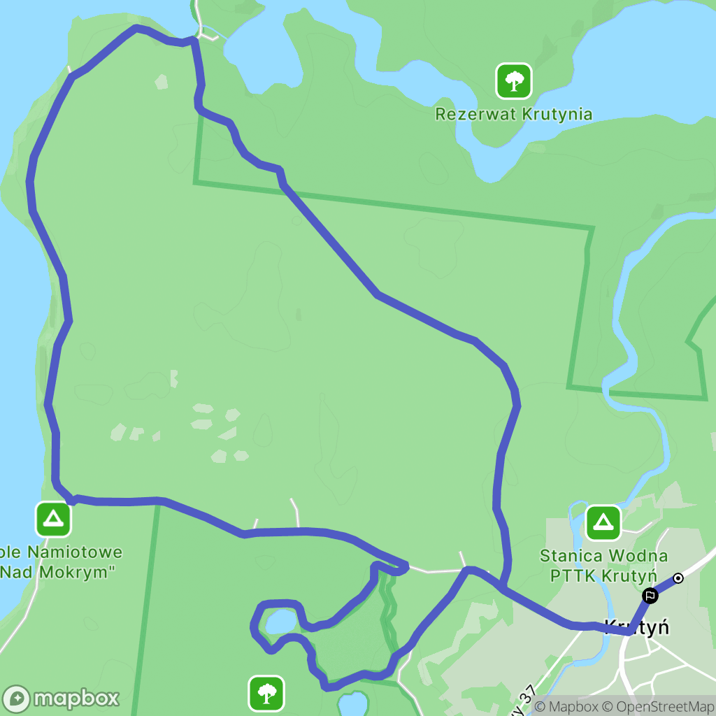 Krutyń: mapa trasy - Poland