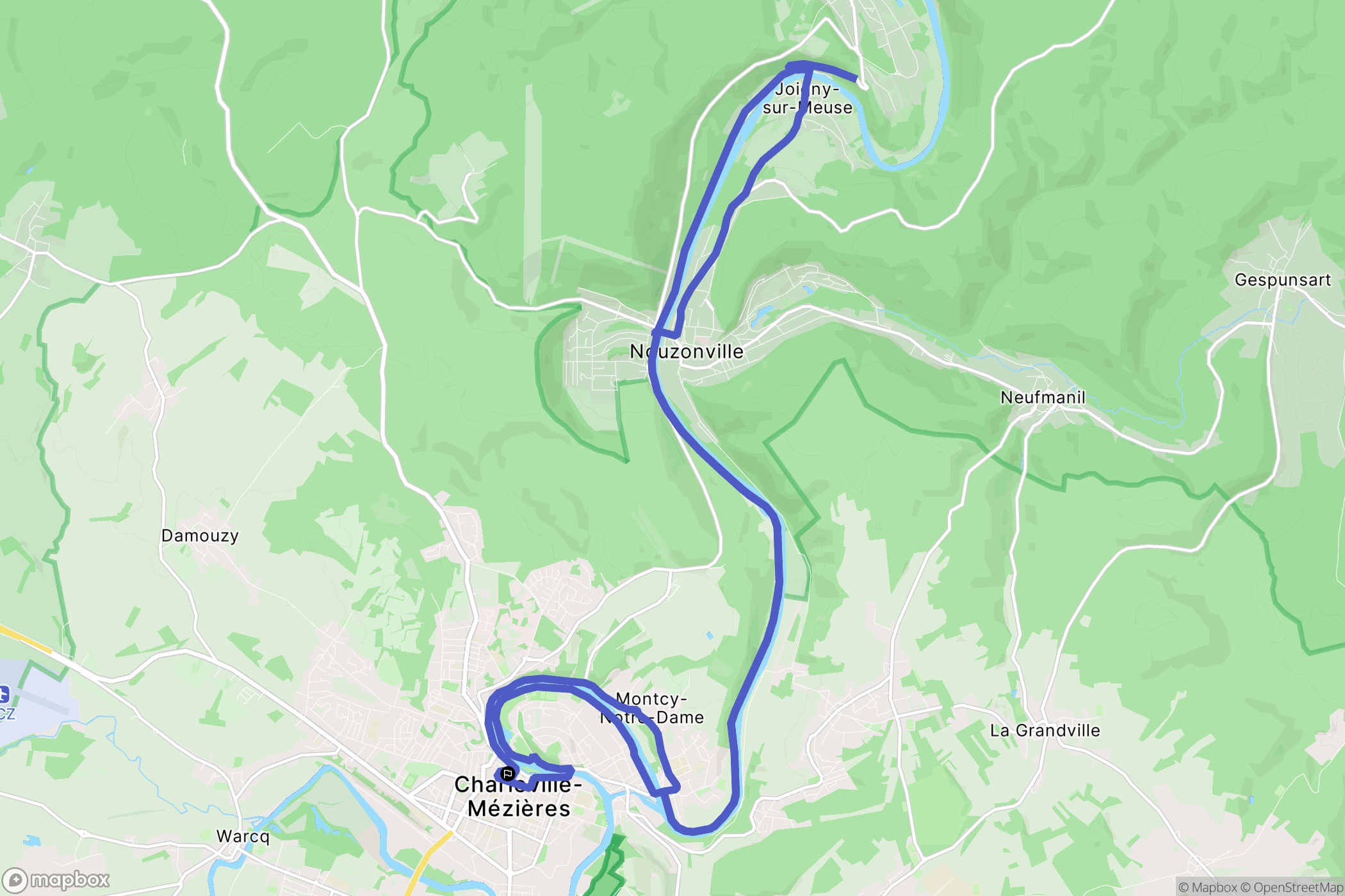 Charleville-Mézières : carte du parcours de randonnée - France