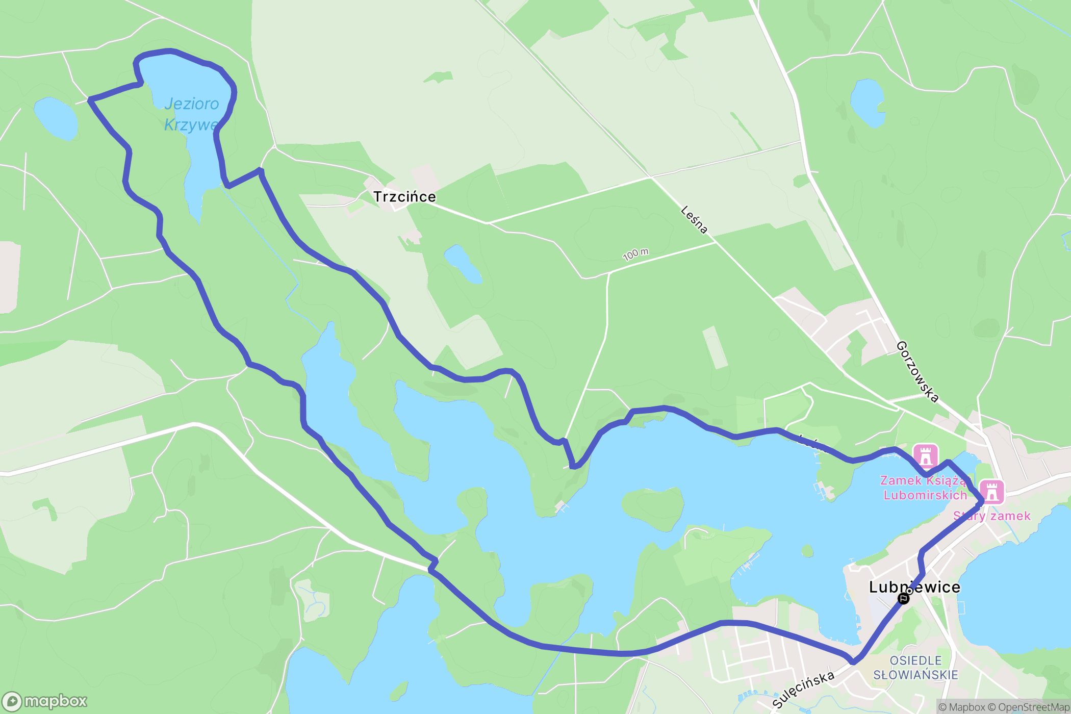 Lubniewice: mapa trasy - Poland