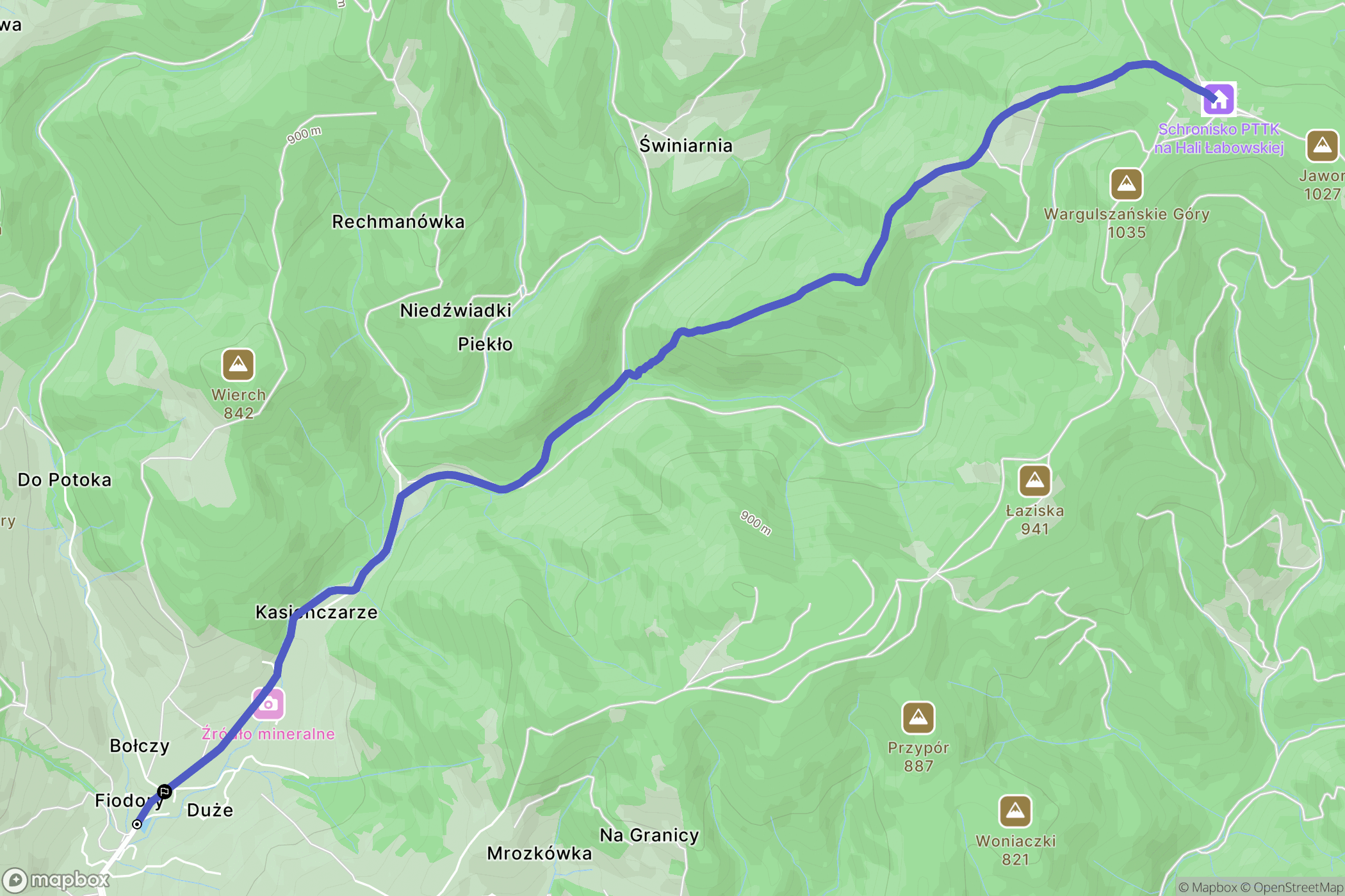 Łomnica-Zdrój: mapa trasy - Poland